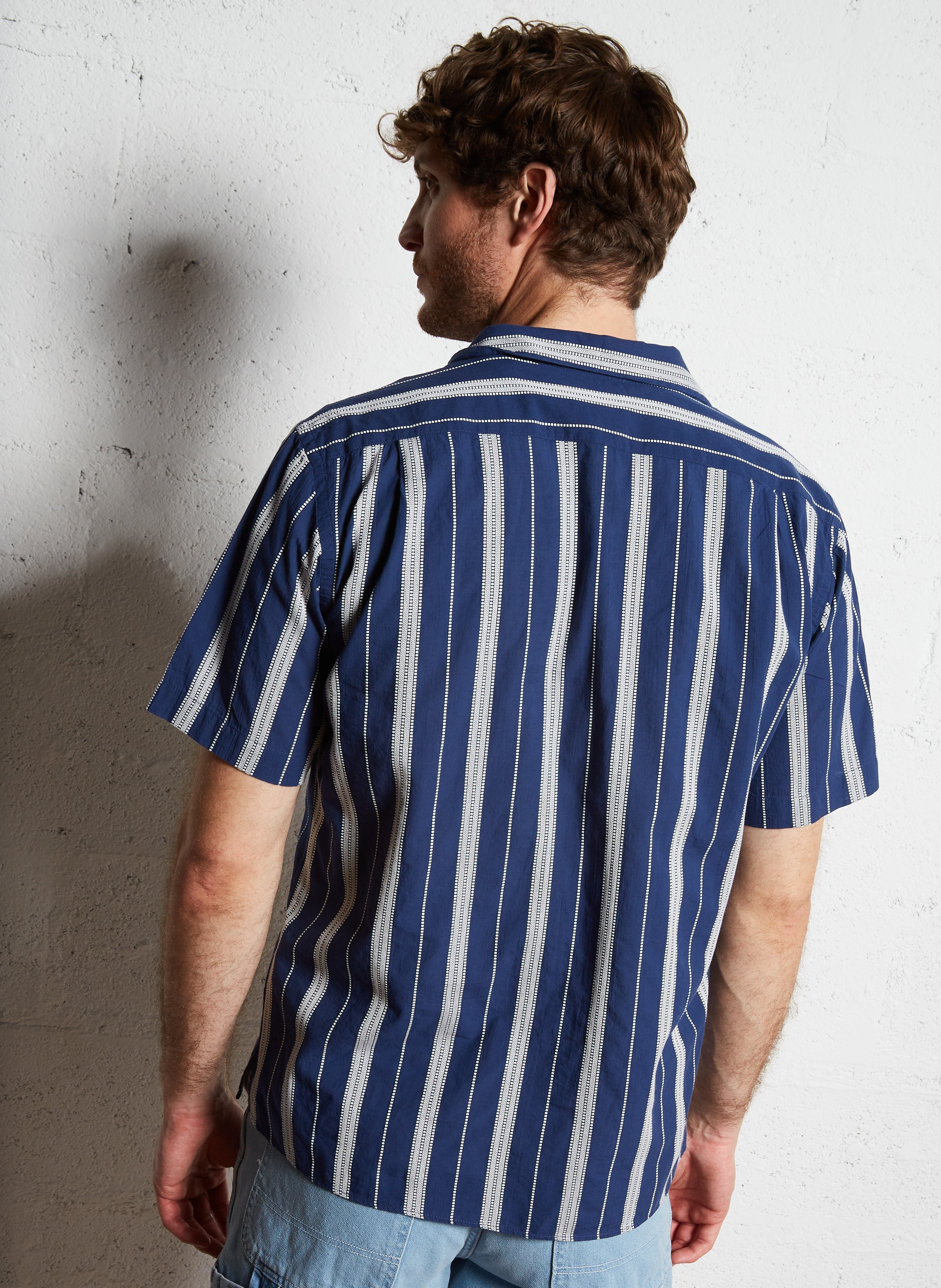 Chemise col classique manches contrastantes en coton HARTFORD Blue