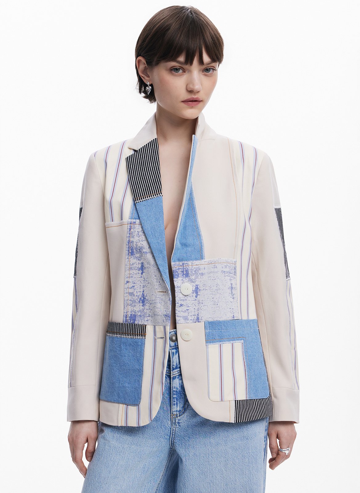 Veste de tailleur patchwork DESIGUAL Blanc