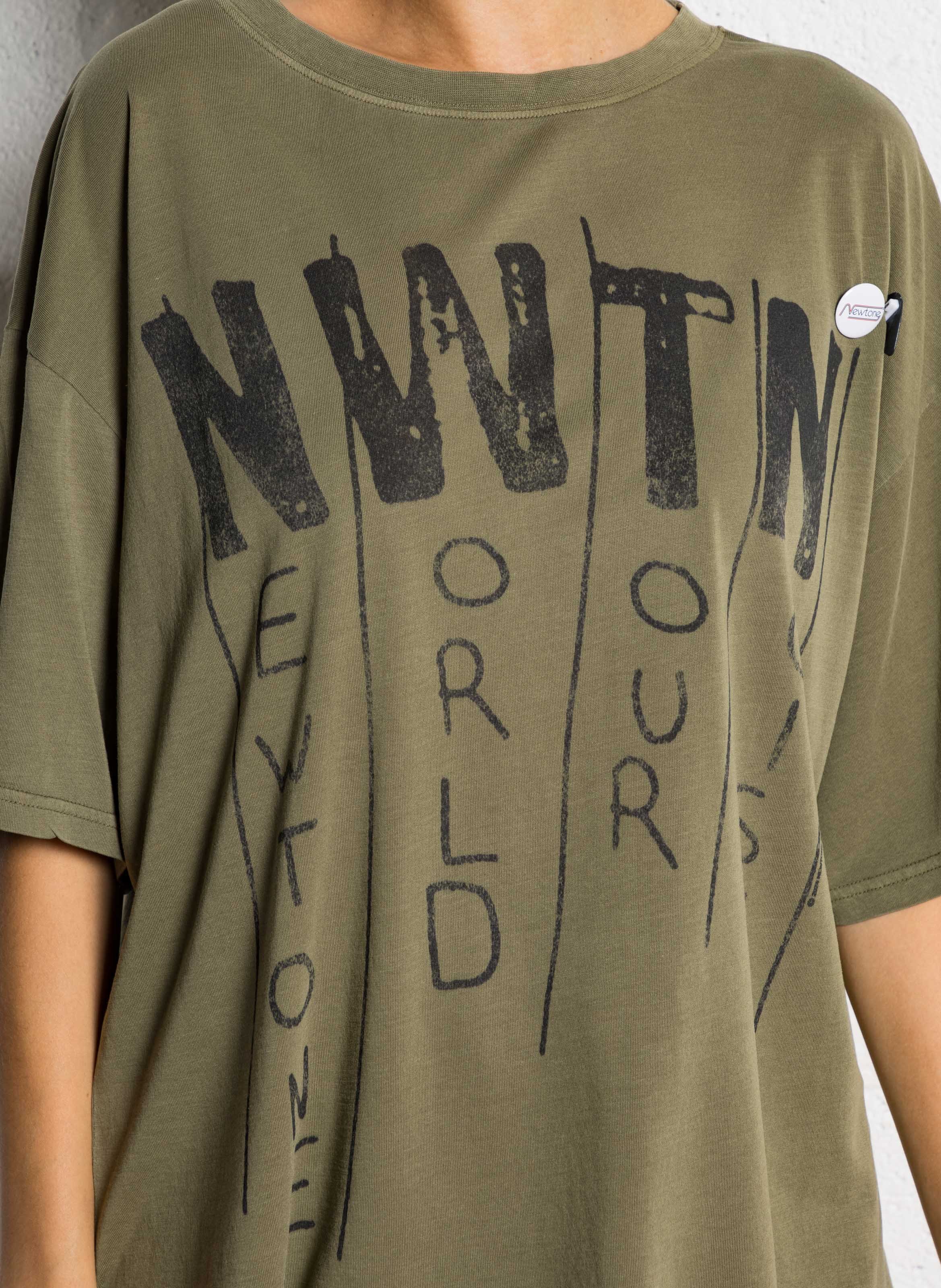 Einfarbiges Langarm-Top mit Rundhalsausschnitt Khaki