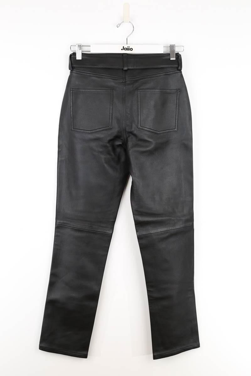 Straight leather pants Black