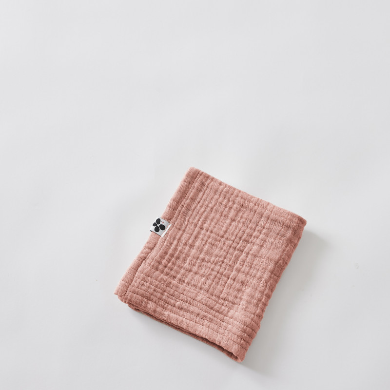 Guest towel 30 x 50 cm plain cotton gauze Gaia L'EFFET PAPILLON Pink