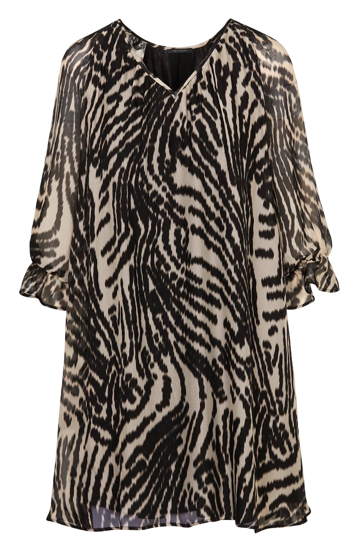 Korte jurk met V-hals en print IKKS Black