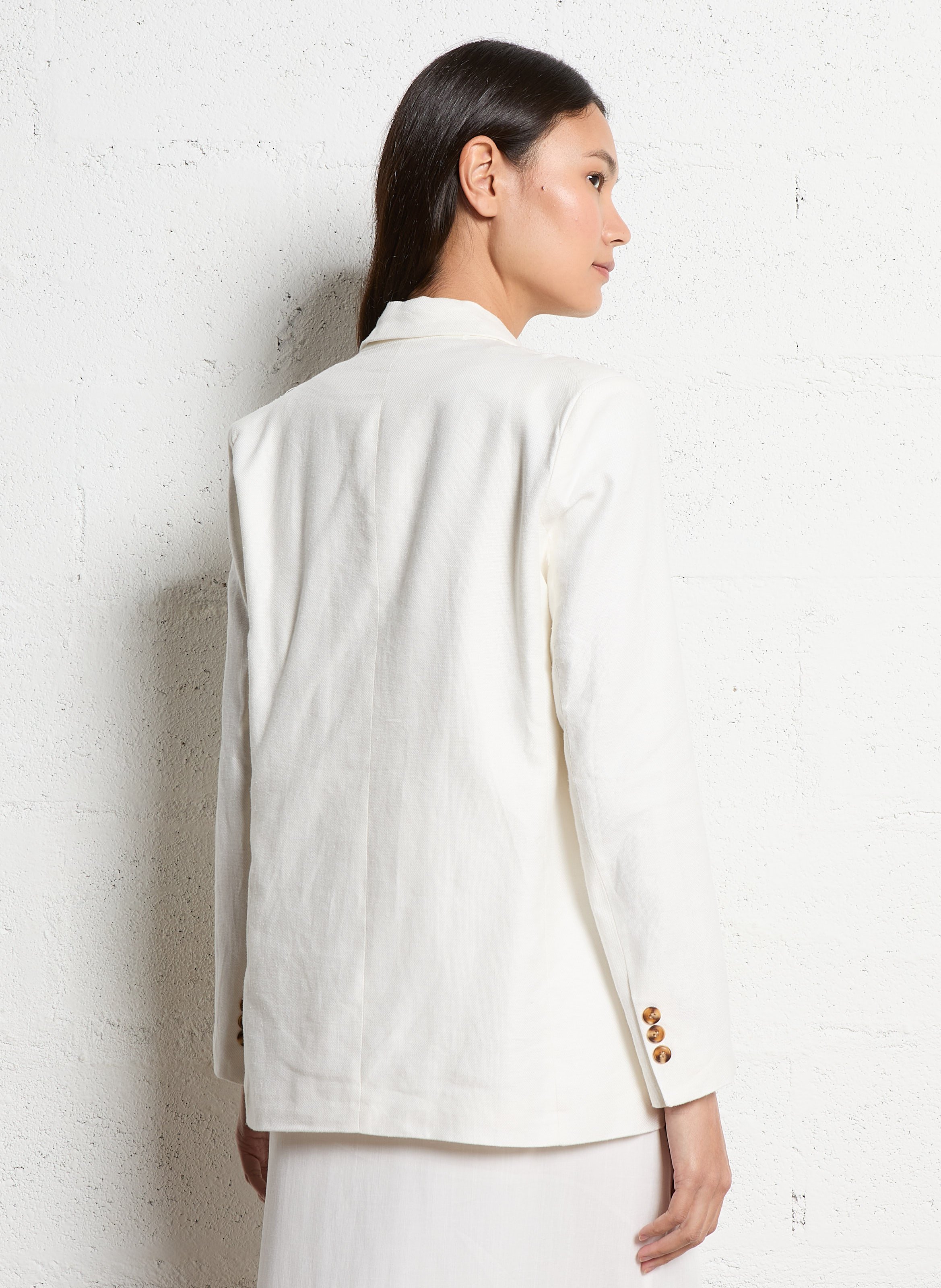 Veste de tailleur en lin mélangé LA PETITE ETOILE Beige