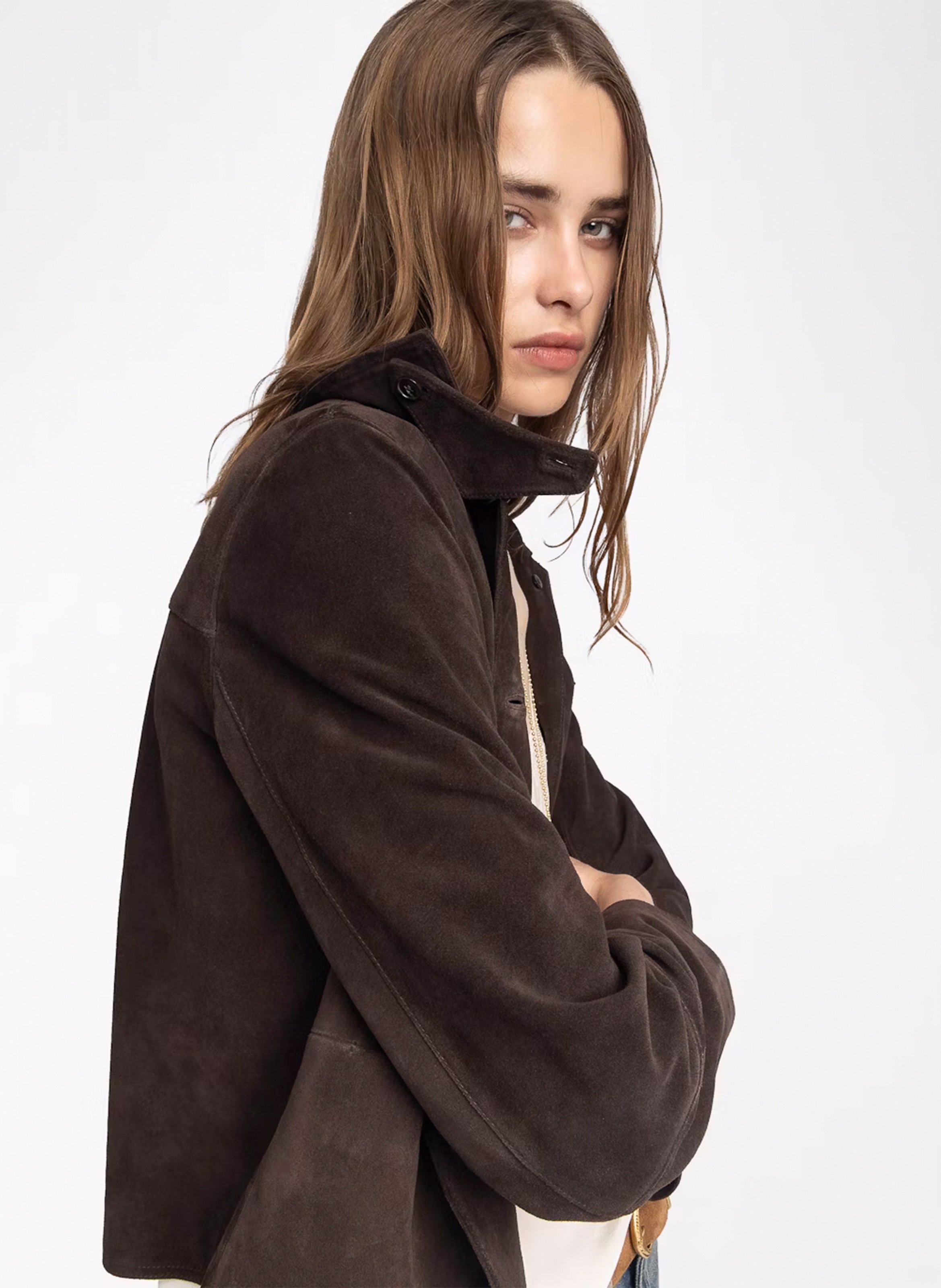 Blouson col classique en cuir ZADIG&VOLTAIRE Marron