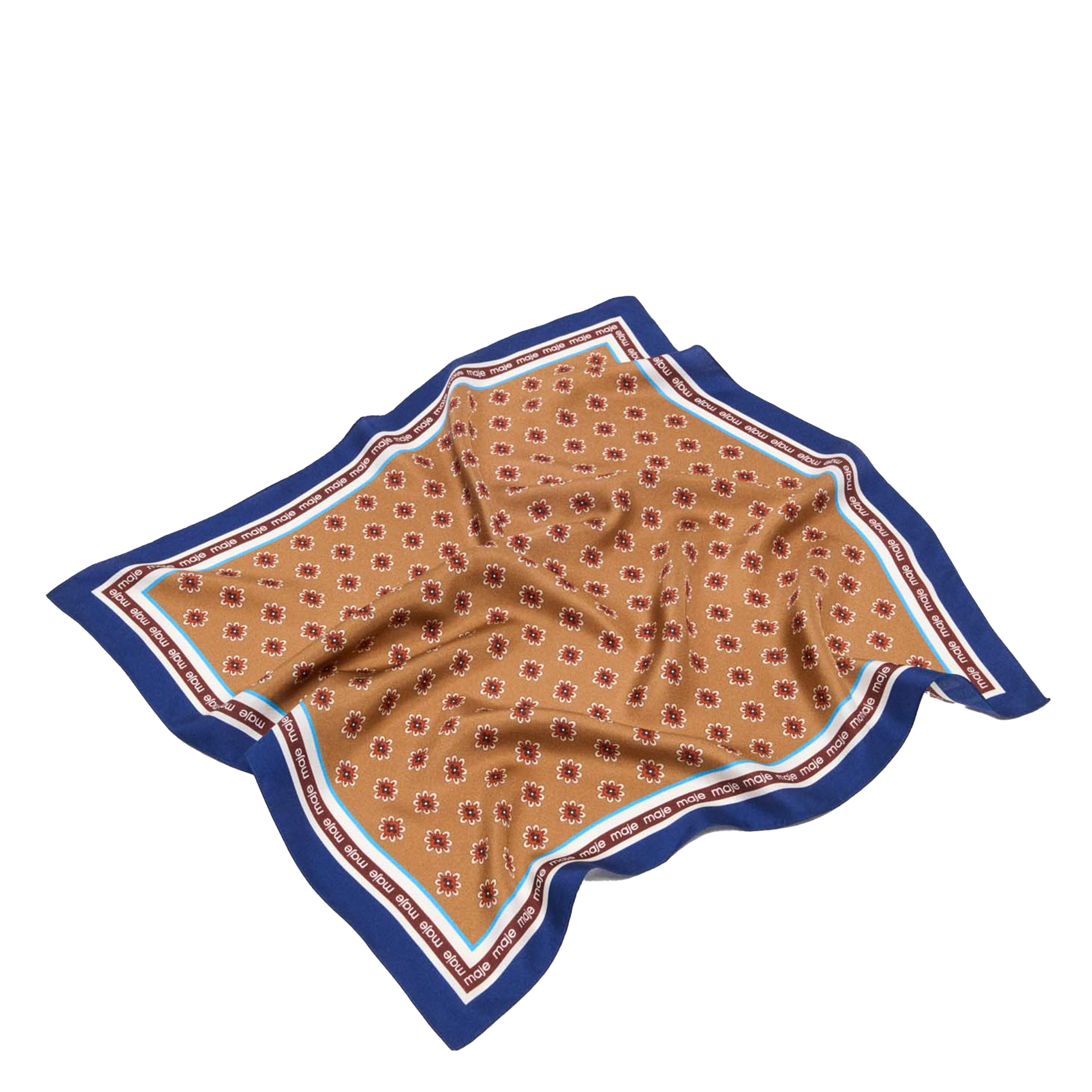 Aclaudie screen-printed silk scarf MAJE Brown