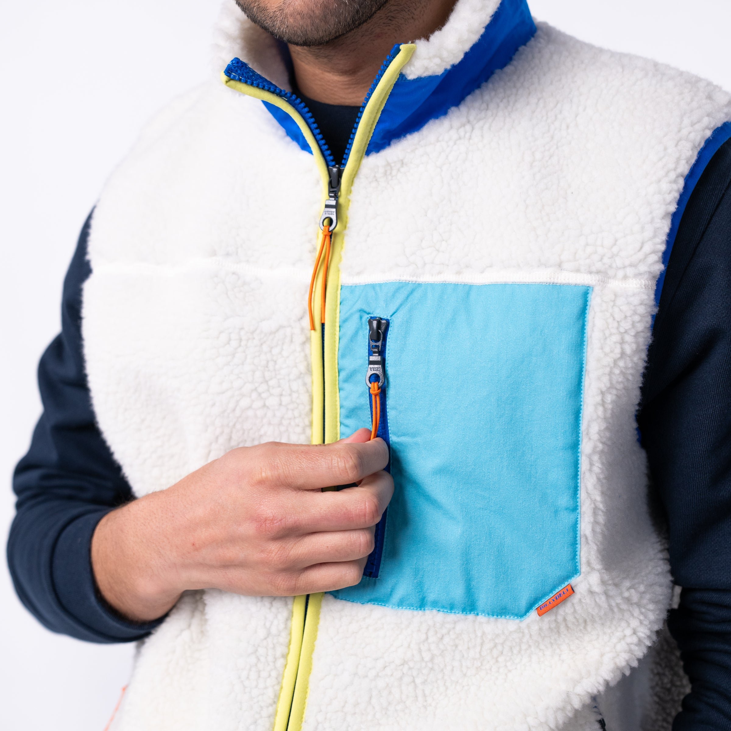 Sleeveless Sherpa Zip-Up Vest BILLYBELT Beige