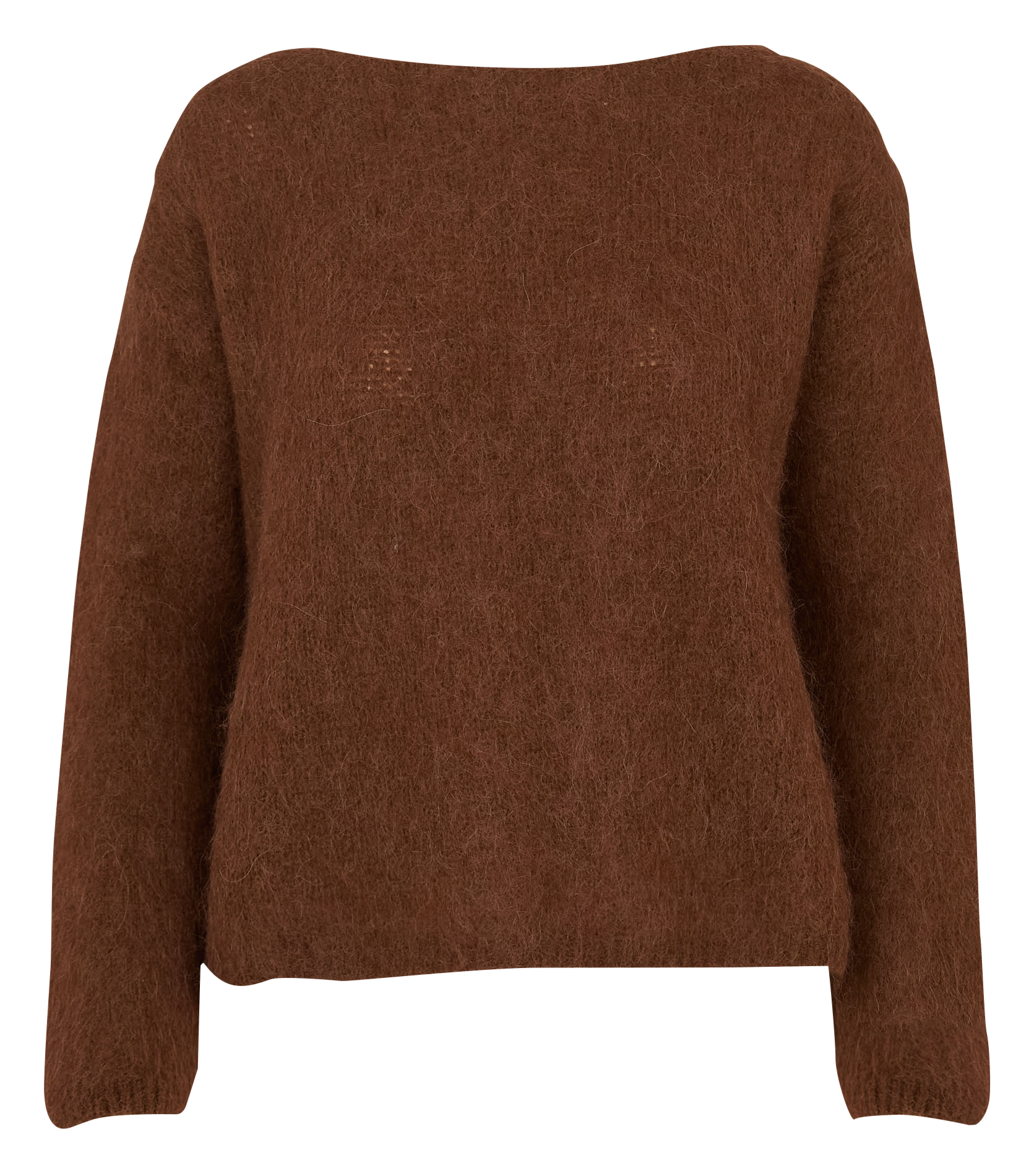 Pull ample col rond en maille mélangée PLEASE Marron