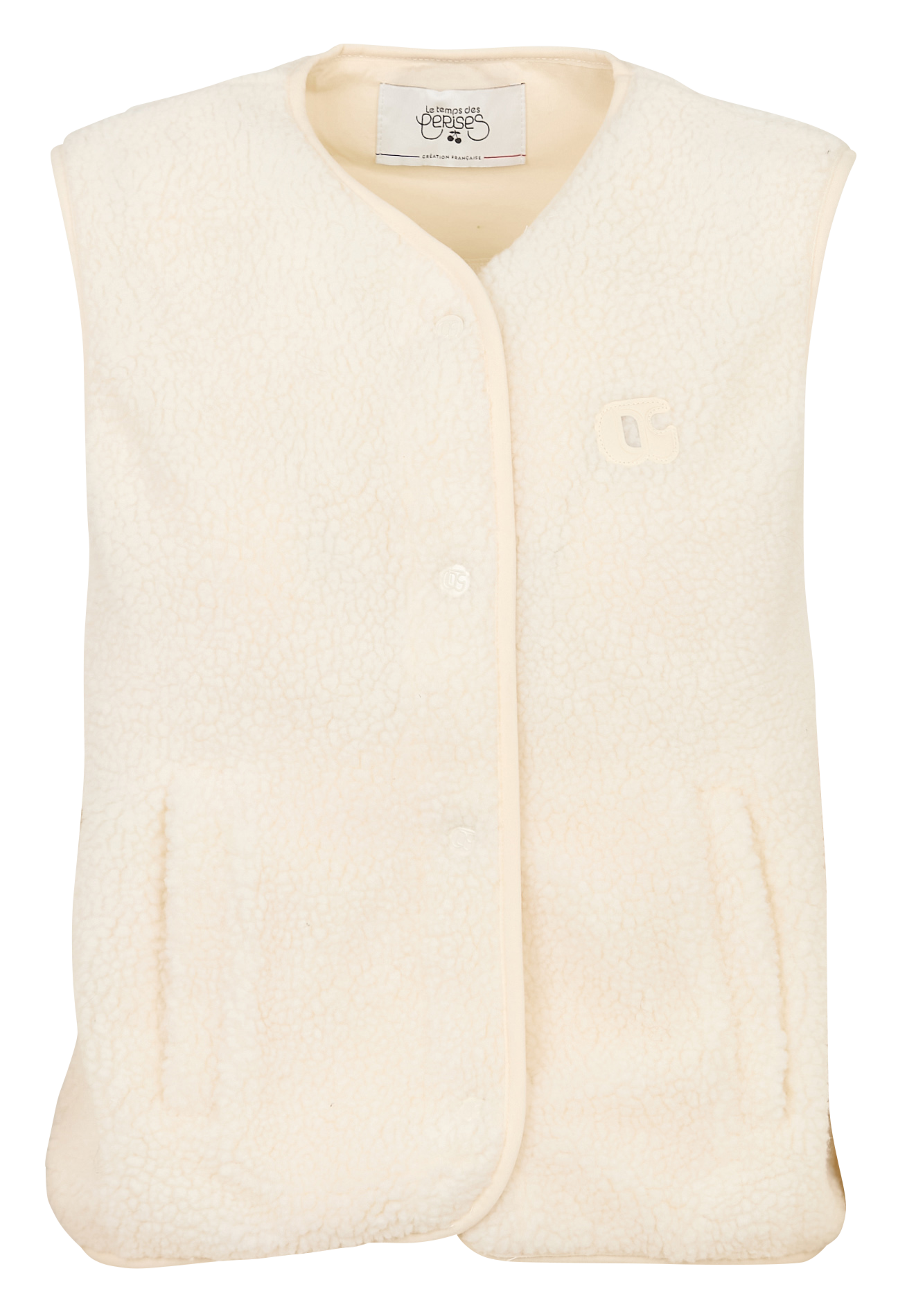 Veste droite col V imprimée LE TEMPS DES CERISES Blanc