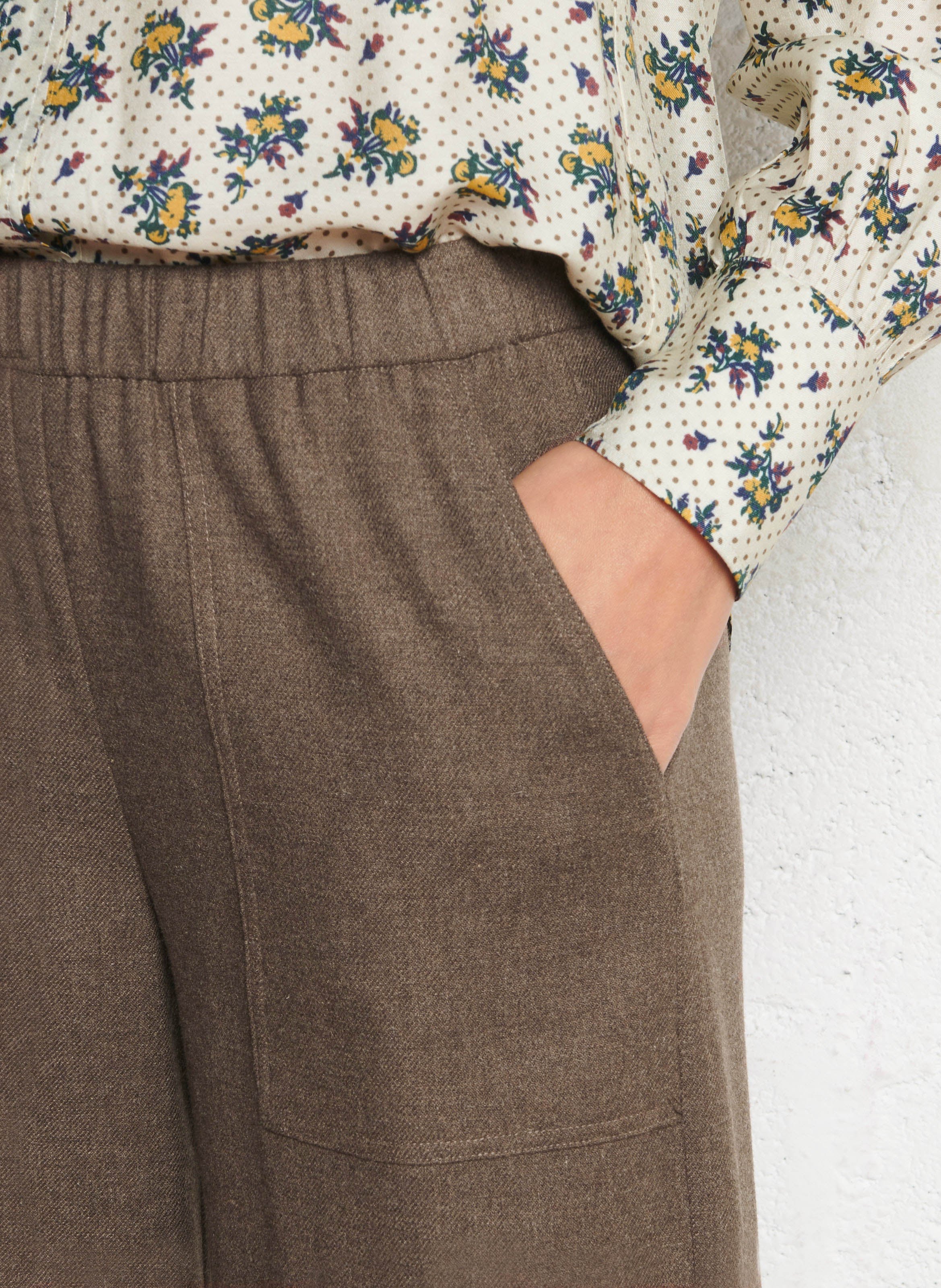 Declic wool-blend loose-fit trousers DIEGA Brown