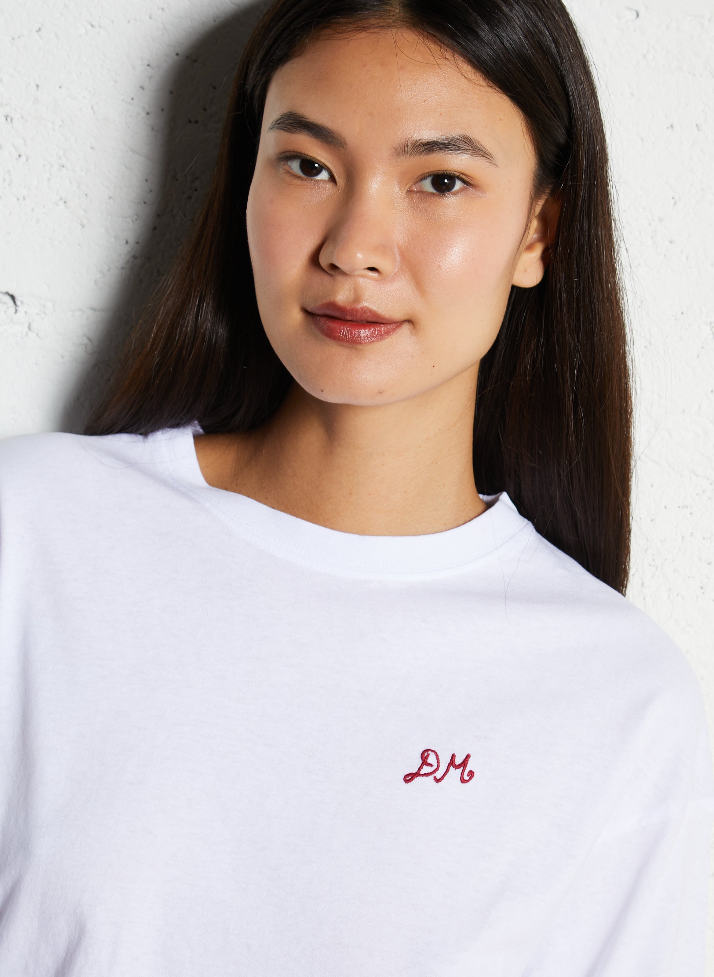 Gerader Rundhalsausschnitt mit bedrucktem Rücken-T-Shirt DAMSON MADDER Weiss