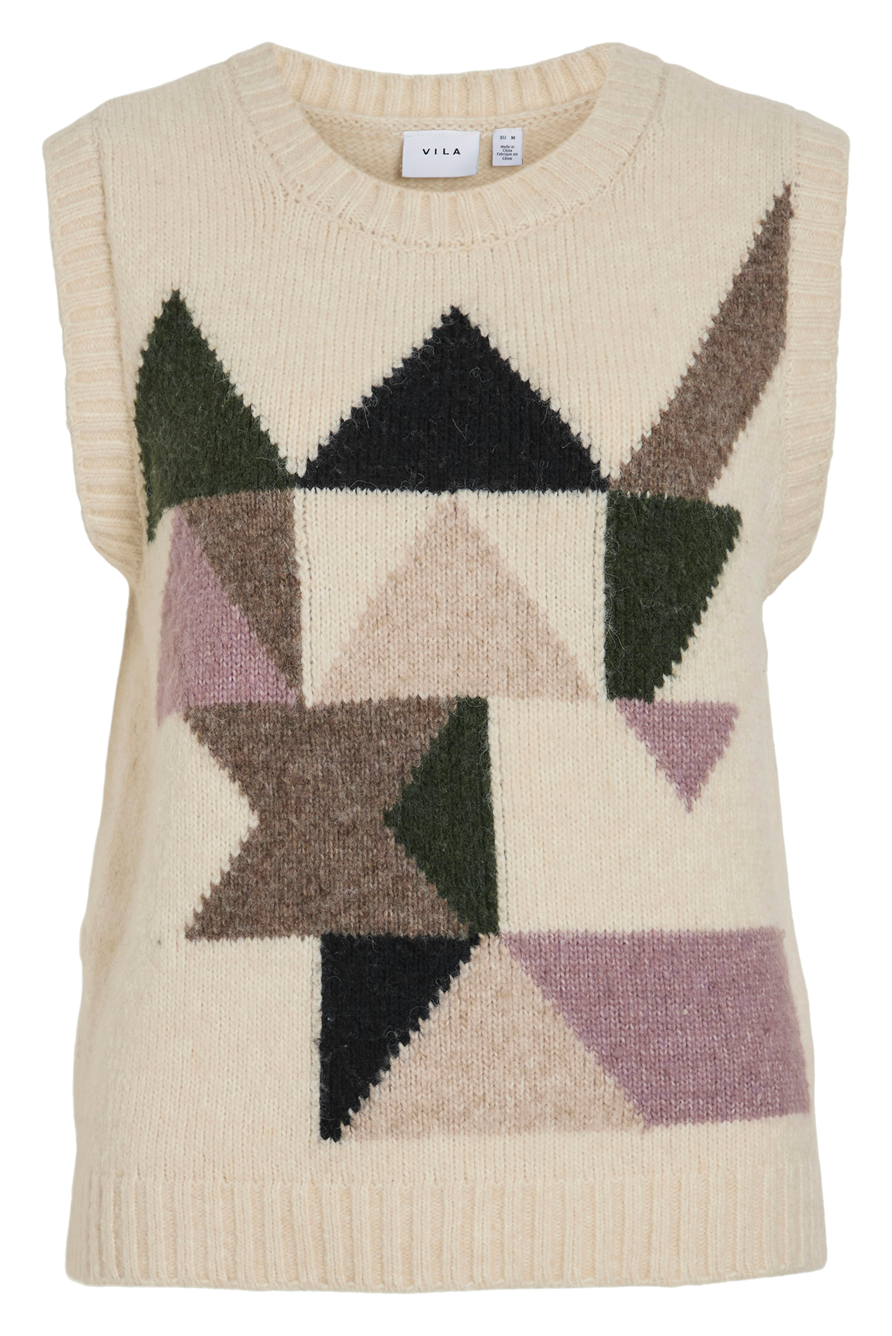 Pull droit col rond VILA Beige