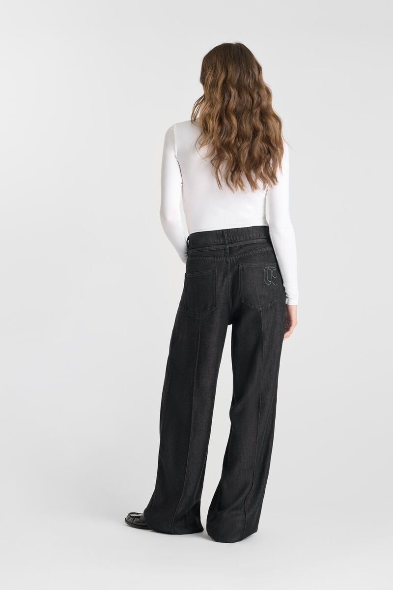 Loose jeans, wide, length 34 LE TEMPS DES CERISES Black