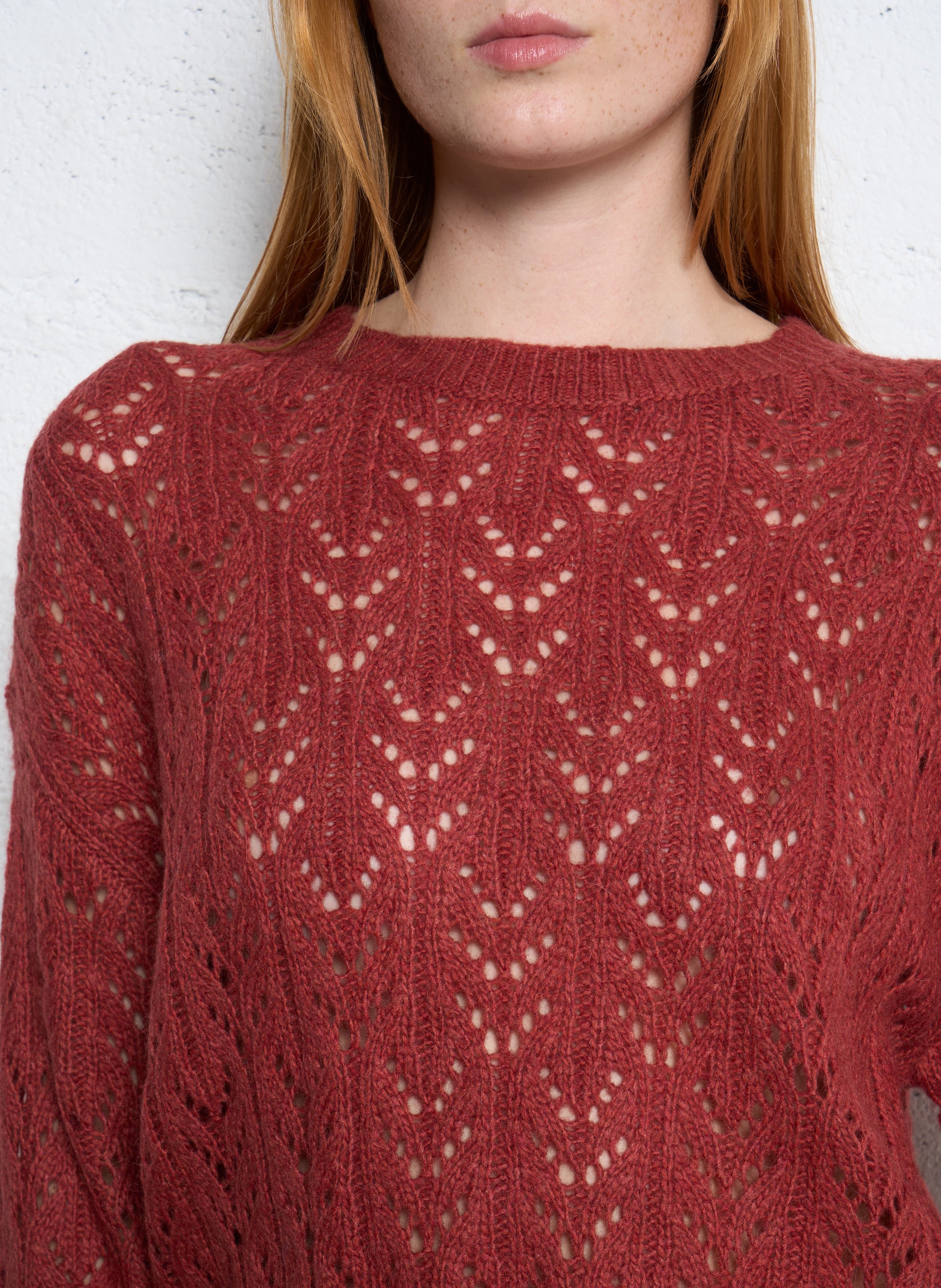 Straight round-neck knit sweater SUD EXPRESS Red