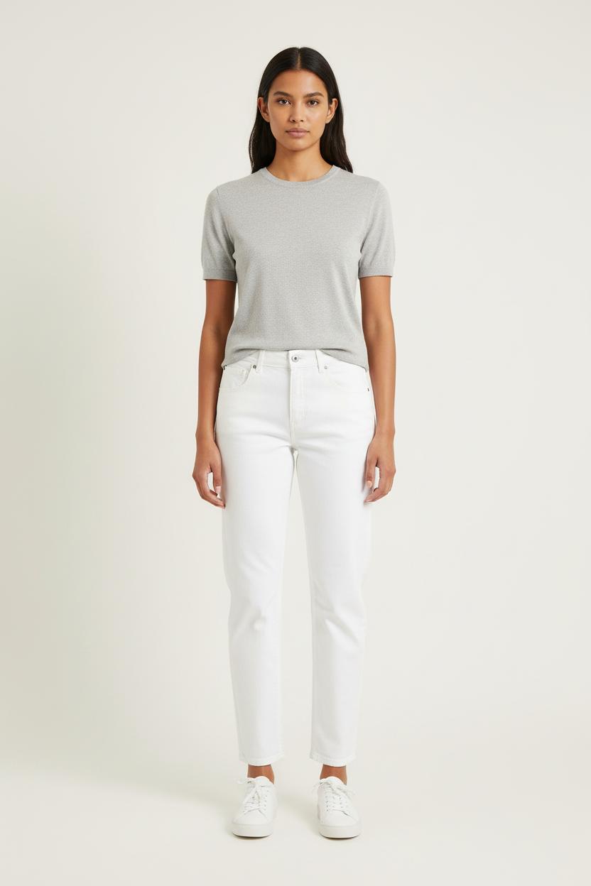 Cropped slim jeans with studs INES DE LA FRESSANGE - Seconde main White