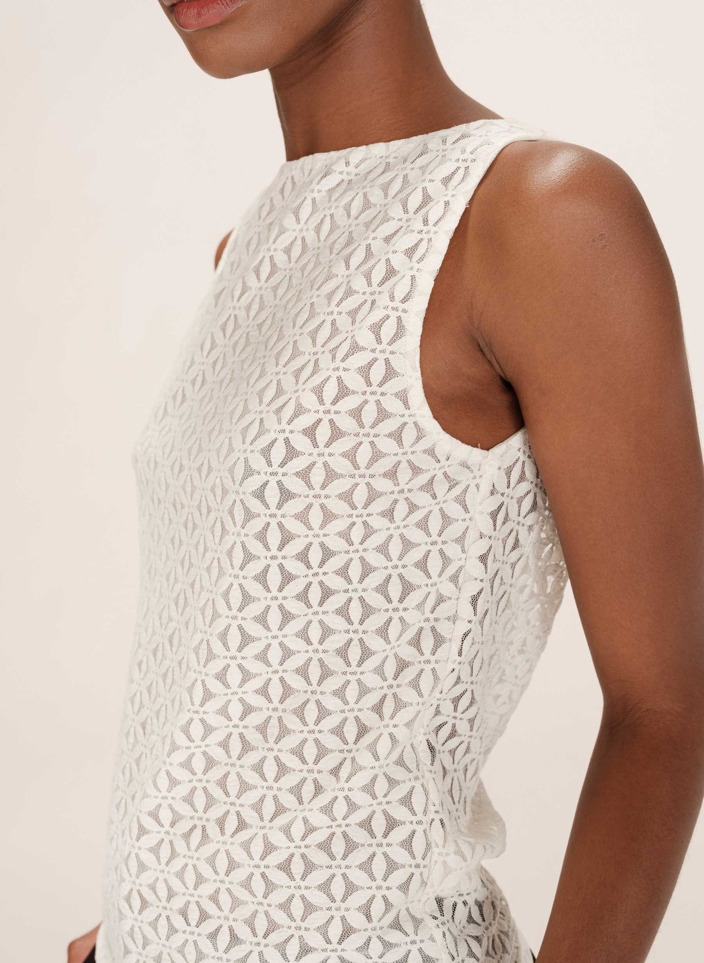 Boat-neck lace top GRACE ET MILA White