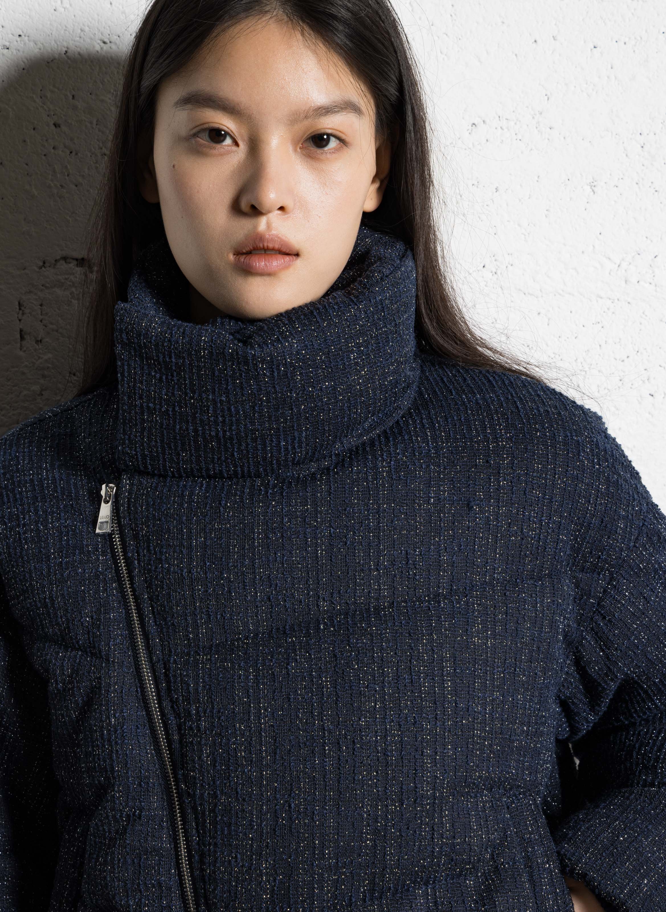 Oversize-Wolljacke aus Tweed LIU JO Blau