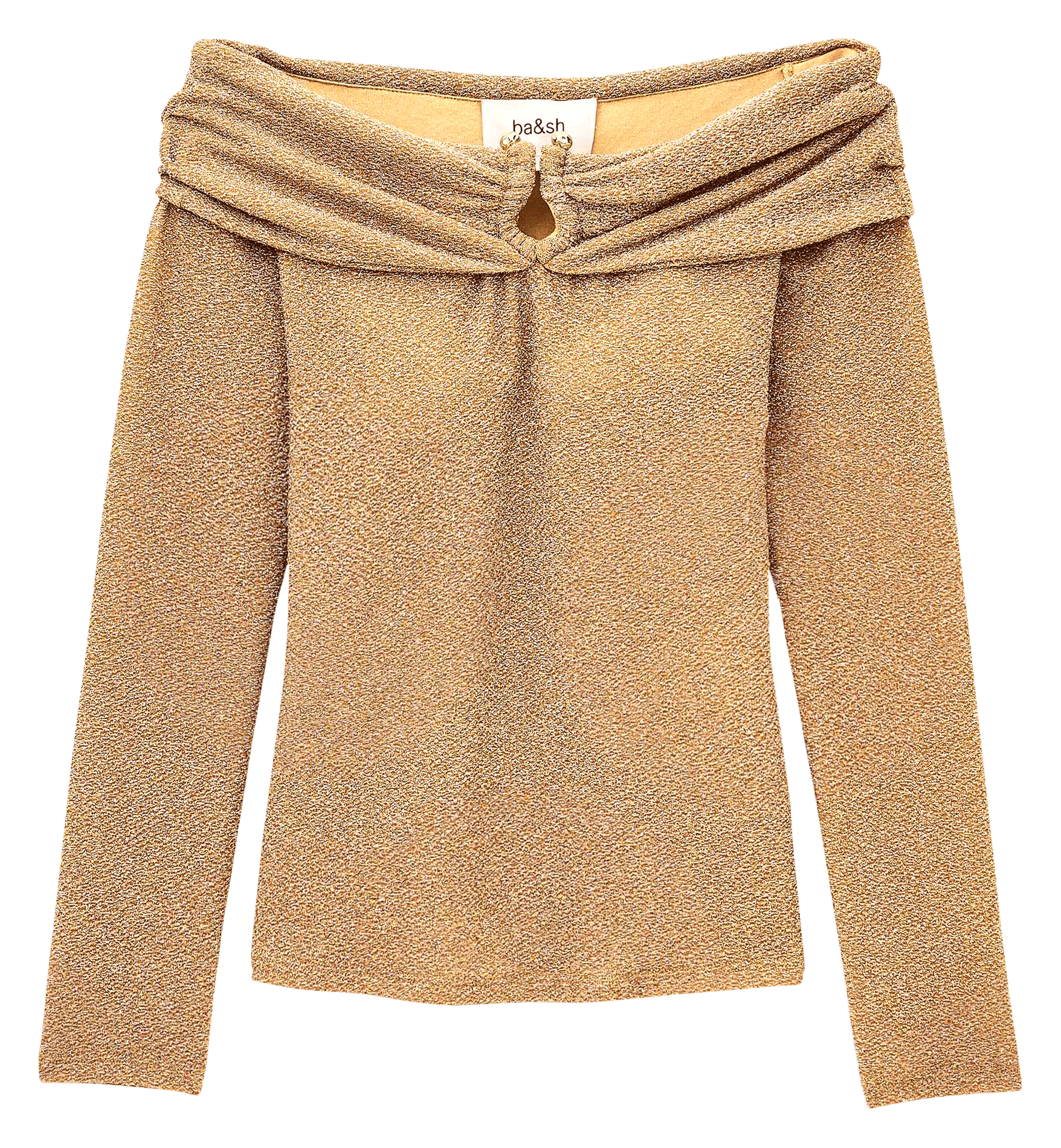 Aansluitende top met bardot halslijn en print BA&SH Goudkleurig