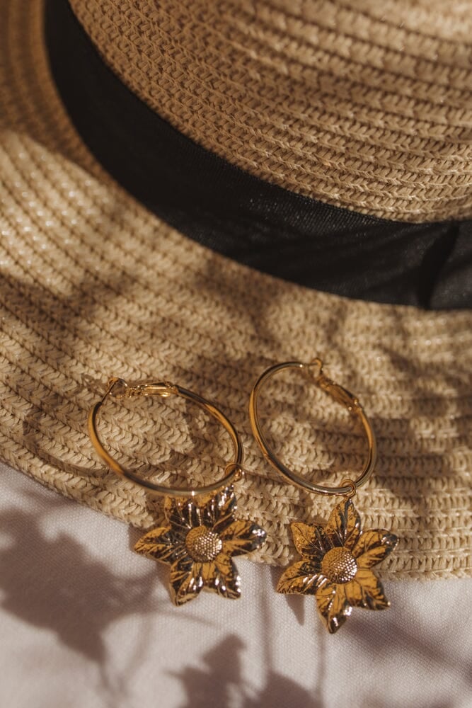 HESPÉRIS - small silver-plated flower hoop earrings MONSIEUR SIMONE Golden