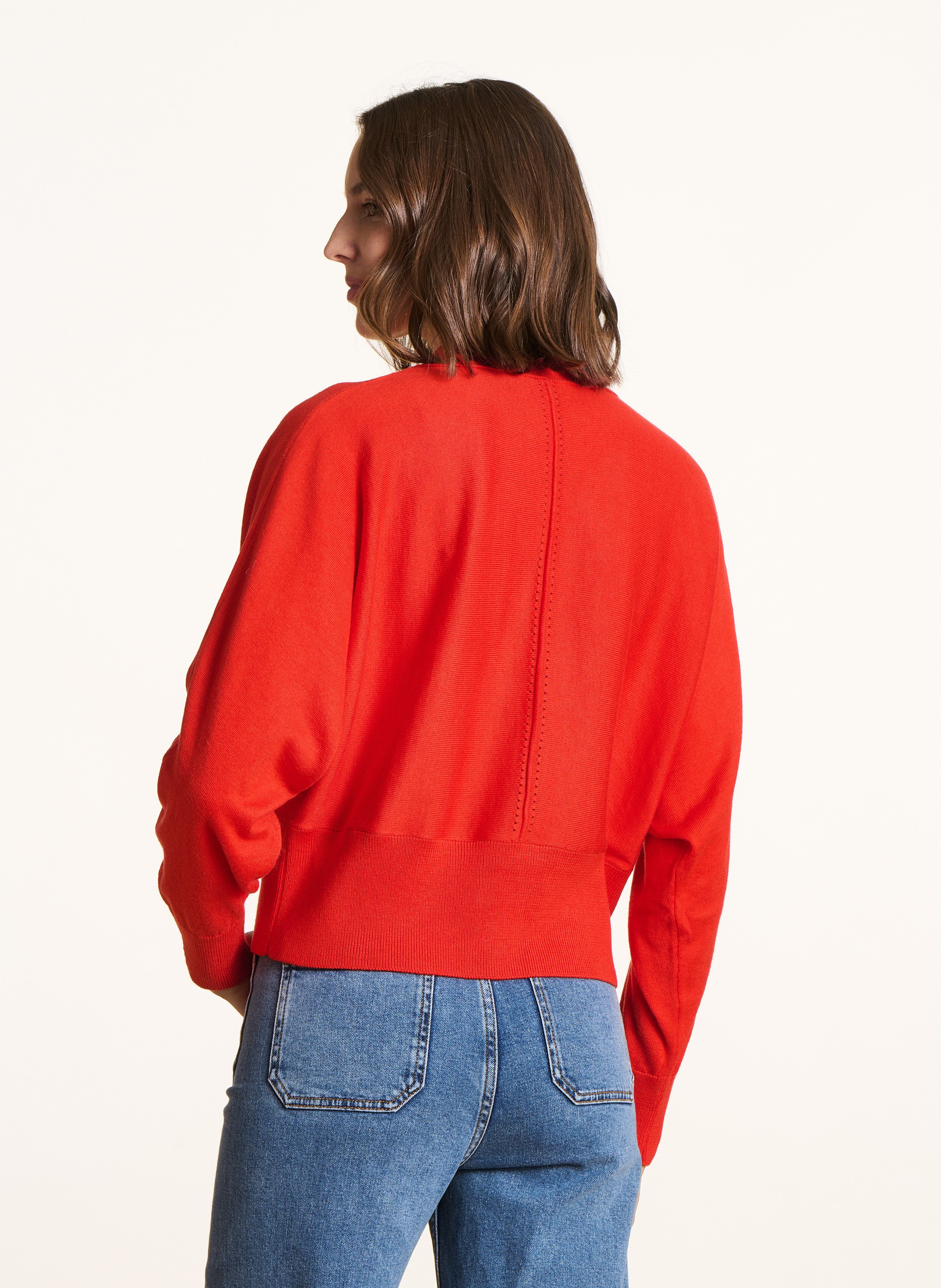 Gilet ample court maille unie LA FEE MARABOUTEE Rose