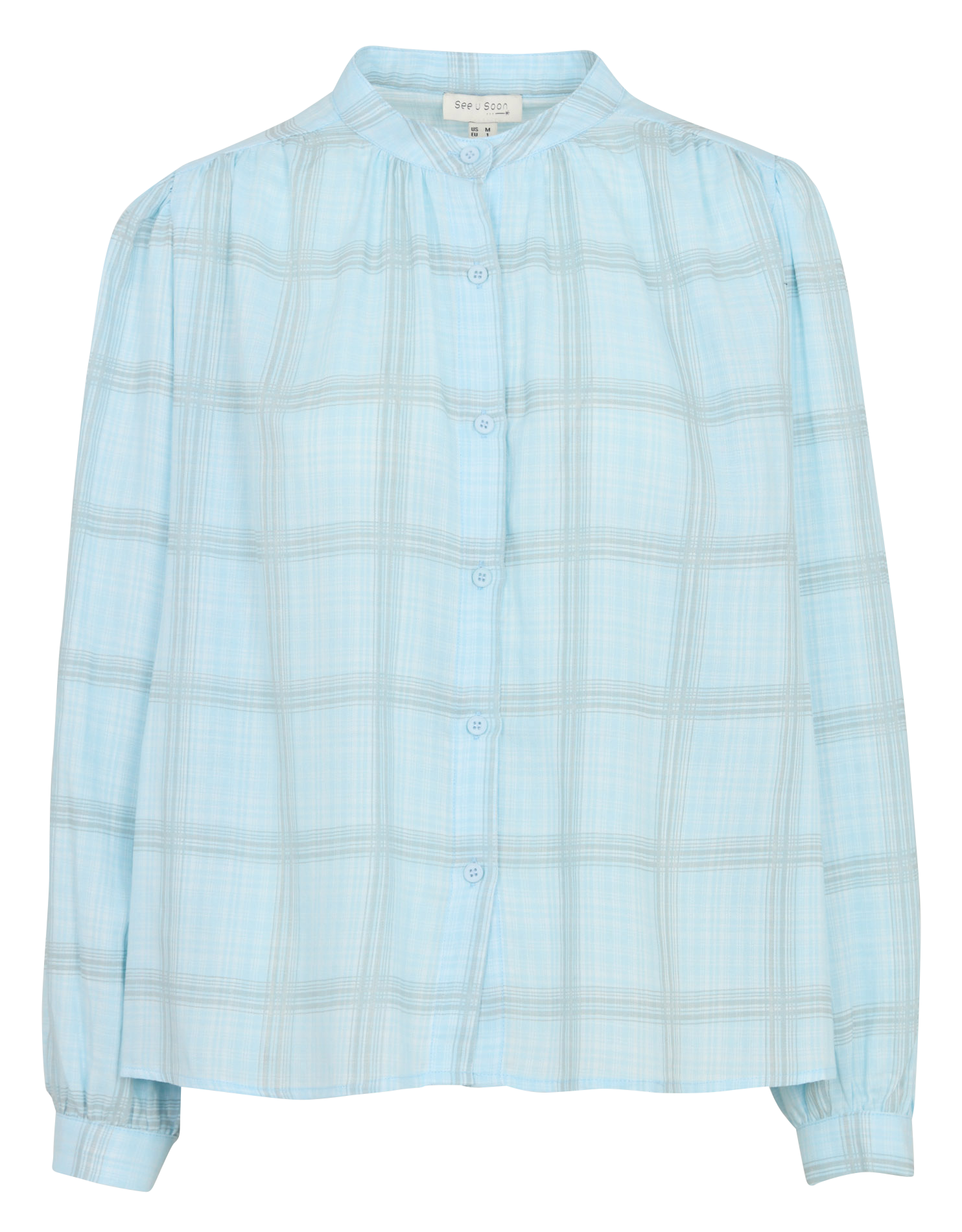Round-neck checked blouse SEE U SOON Green