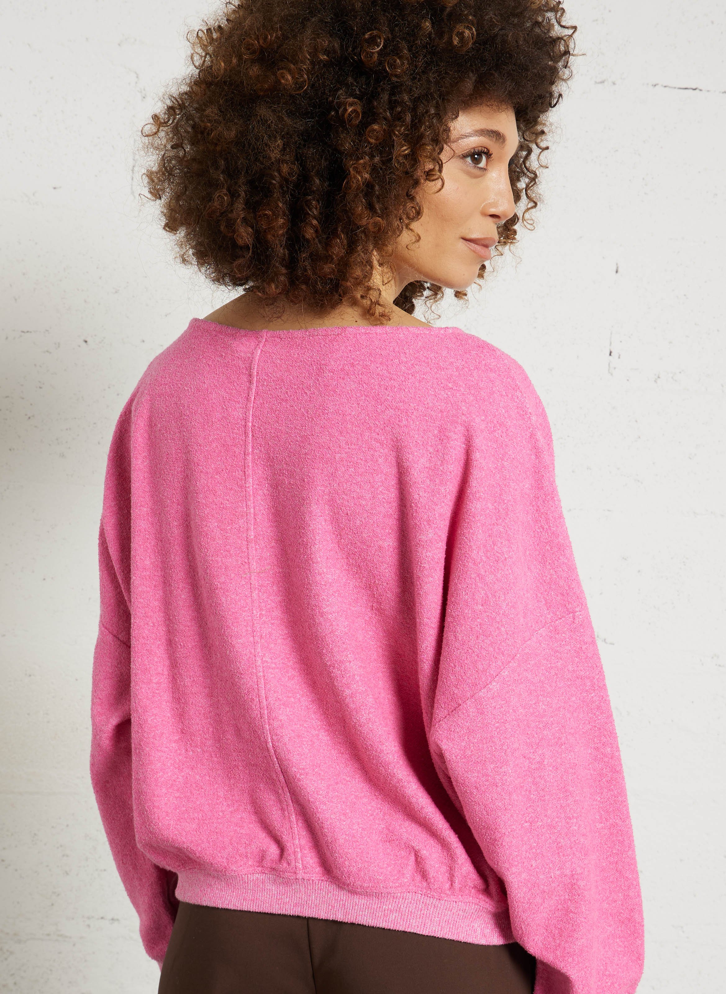 Gerader Rundhalsausschnitt-Sweatshirt uni AMERICAN VINTAGE Rosa