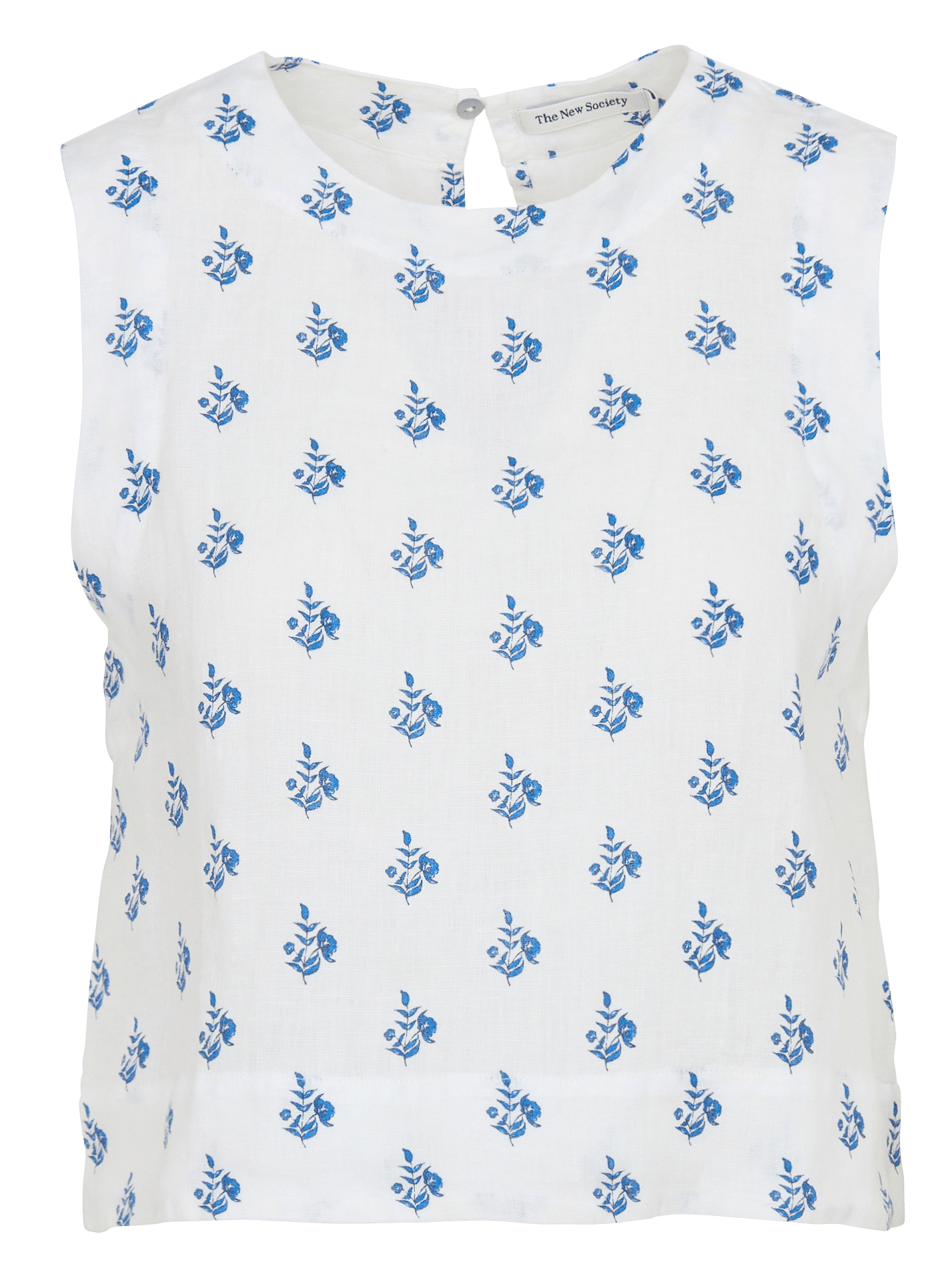 T-shirt met ronde hals en print van linnen THE NEW SOCIETY Wit