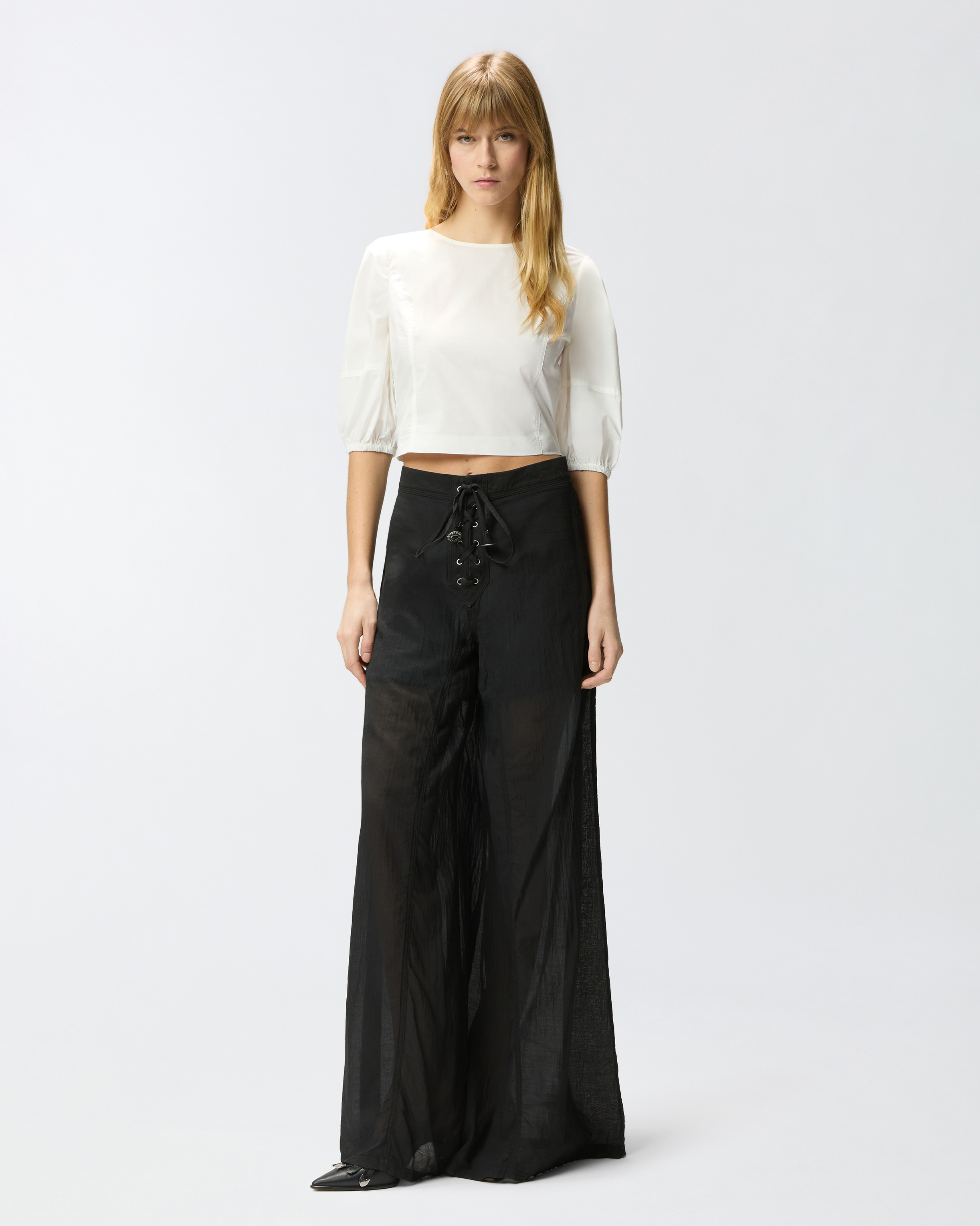 Blouse cropped dos nu PINKO Blanc