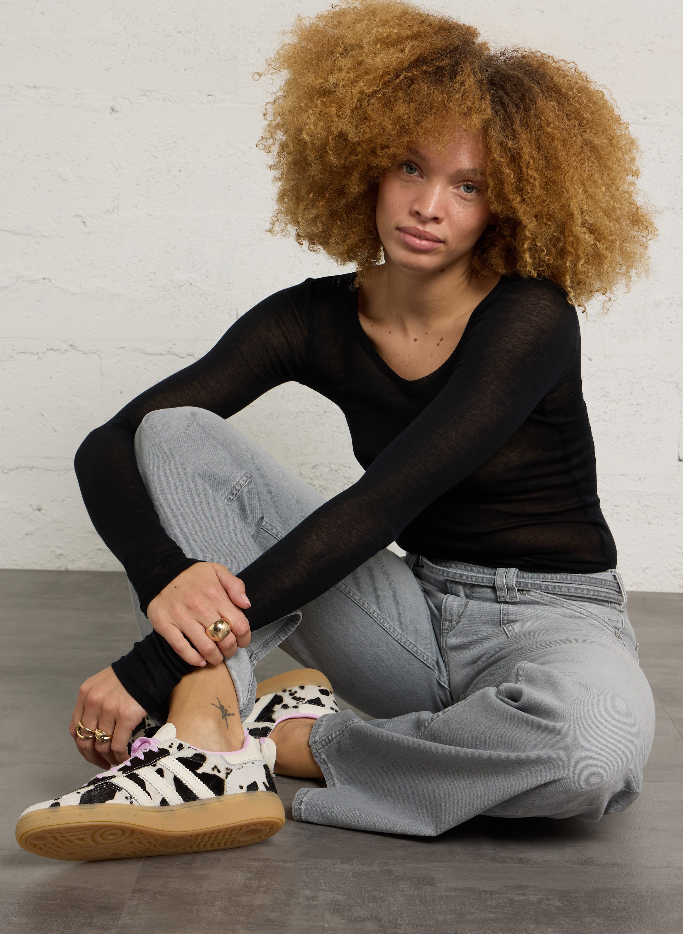 Cotton close-fit round-neck T-shirt AMERICAN VINTAGE Black