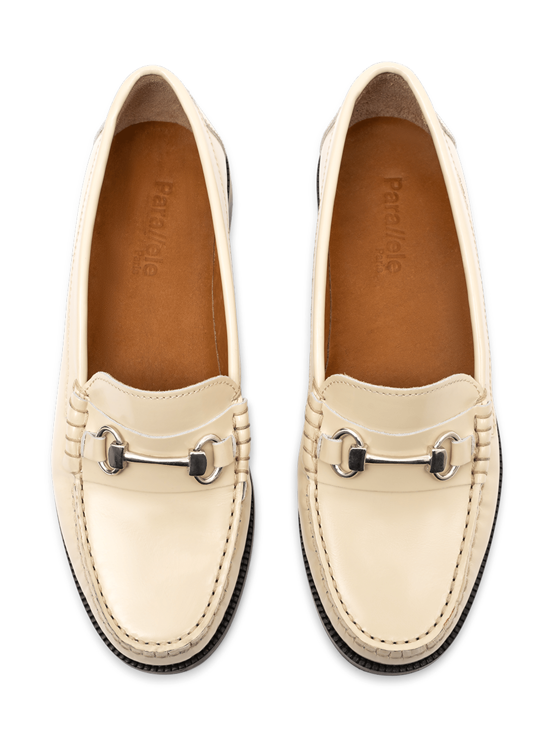 Brushed leather latte loafers PARALLELE PARIS White