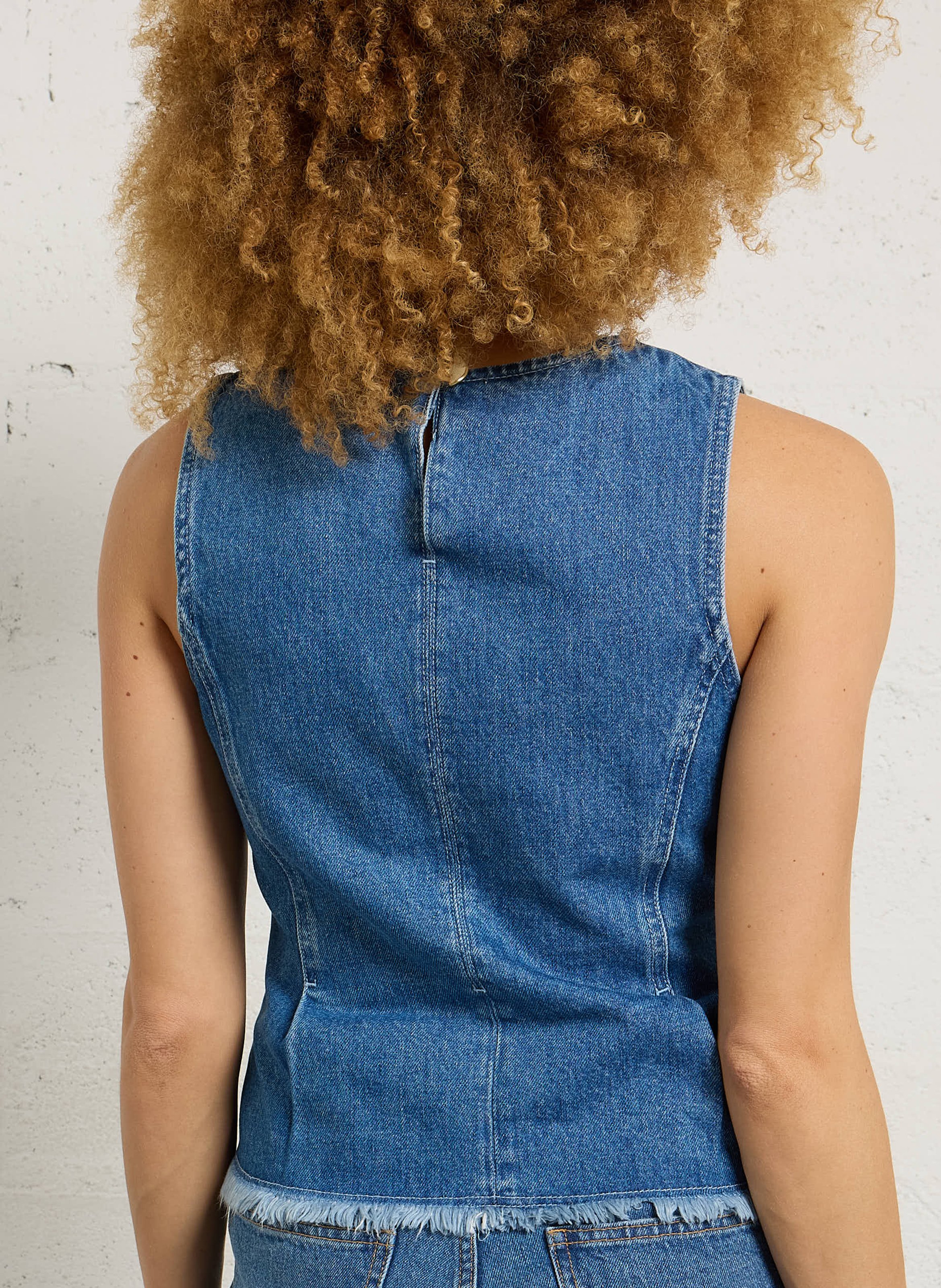 Straight denim top in organic cotton FABIENNE CHAPOT Blue