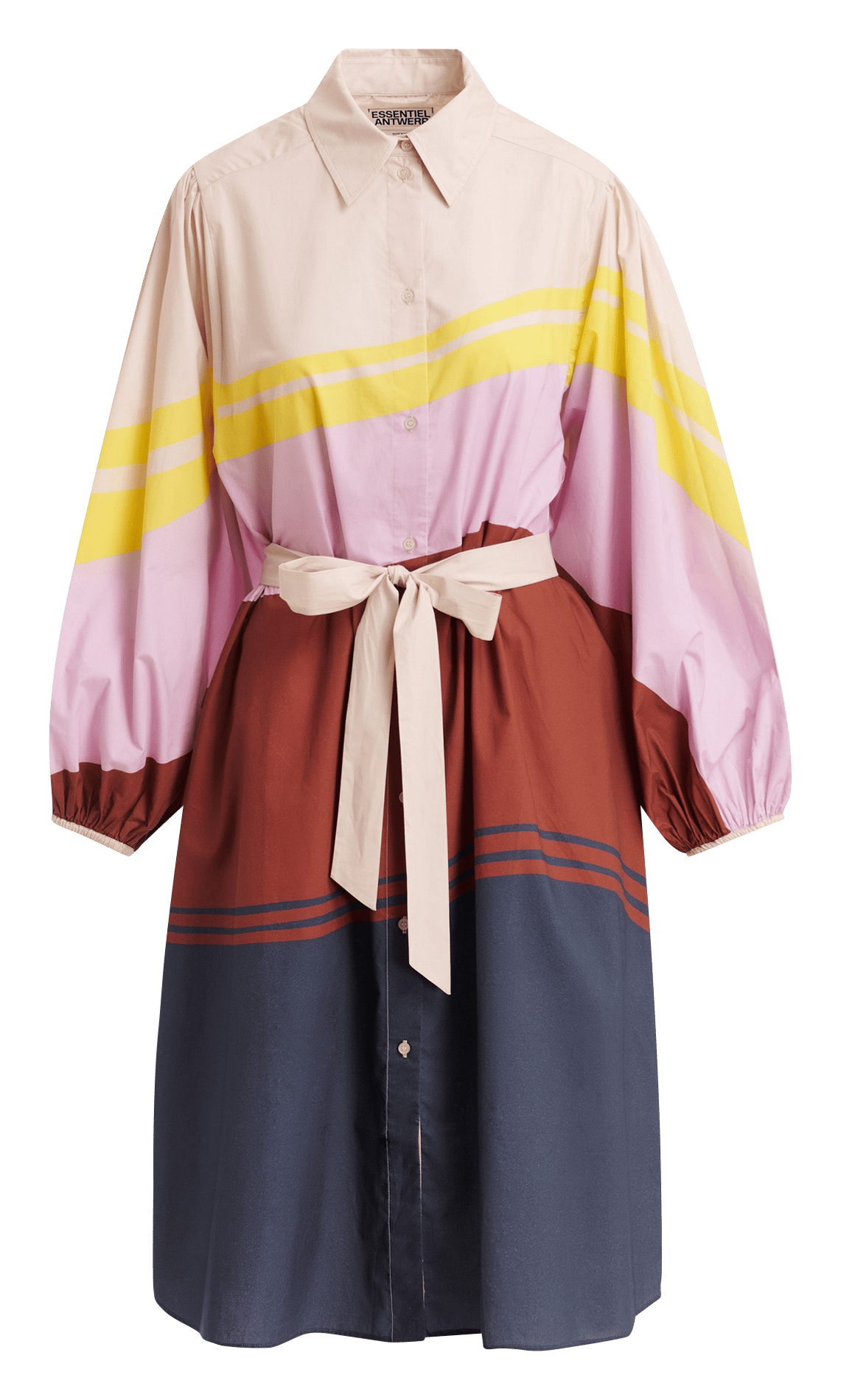 Robe midi col classique en coton ESSENTIEL ANTWERP Multicolore