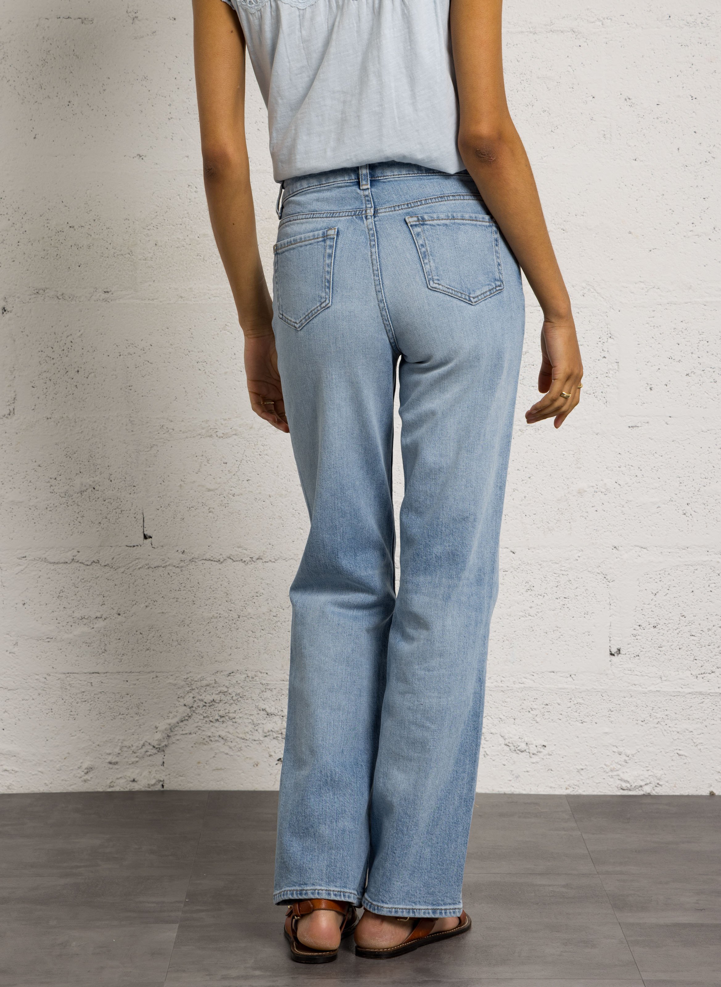 Rechte jeans - katoenblend Blauw