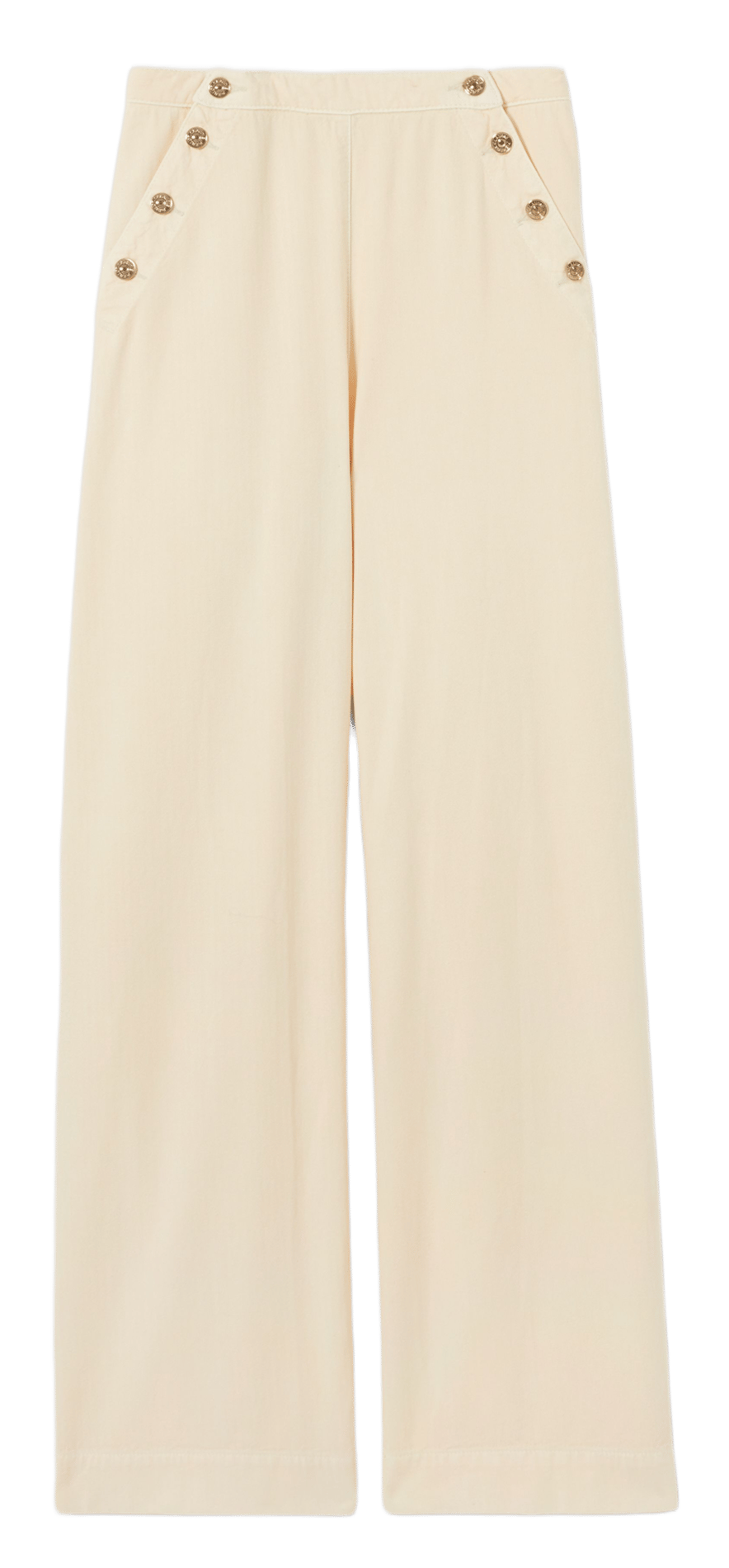 Wijde broek met denim overgooier. CLAUDIE PIERLOT Geel