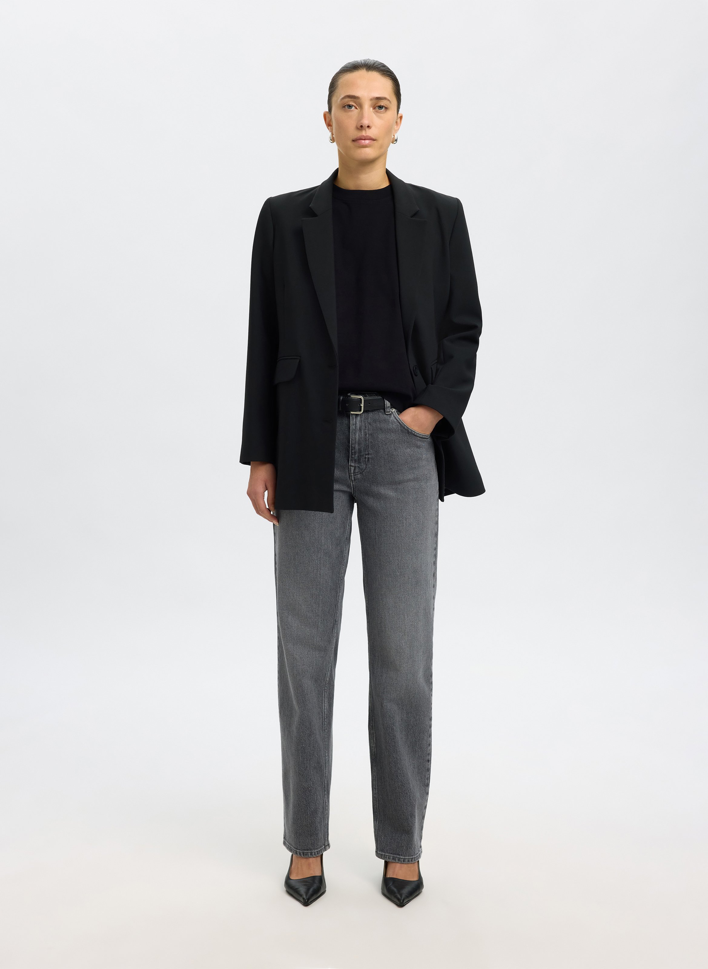 Oversized T-shirt van biokatoen SELECTED Zwart