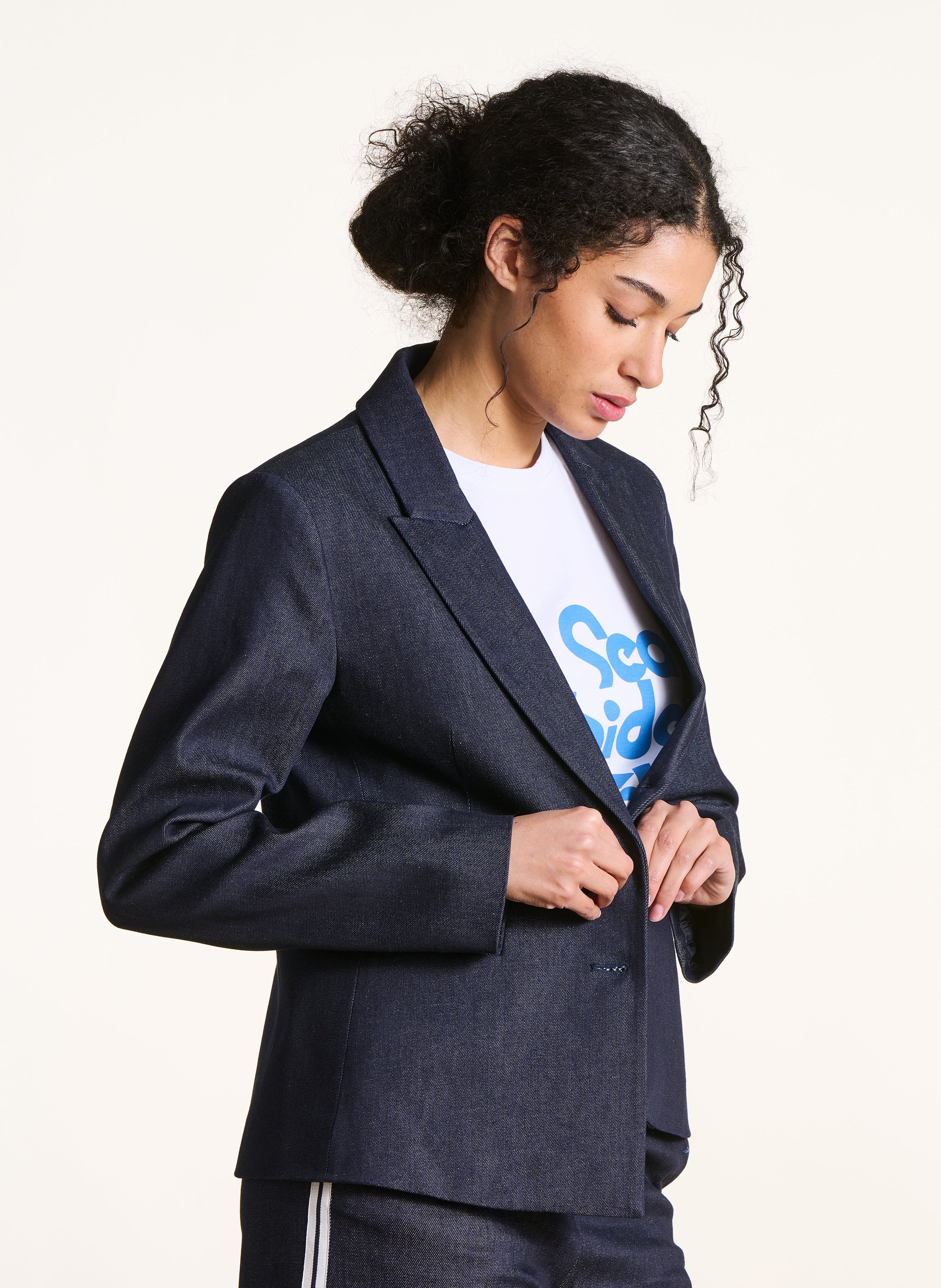 Blazer van katoenmix LA FEE MARABOUTEE Blauw
