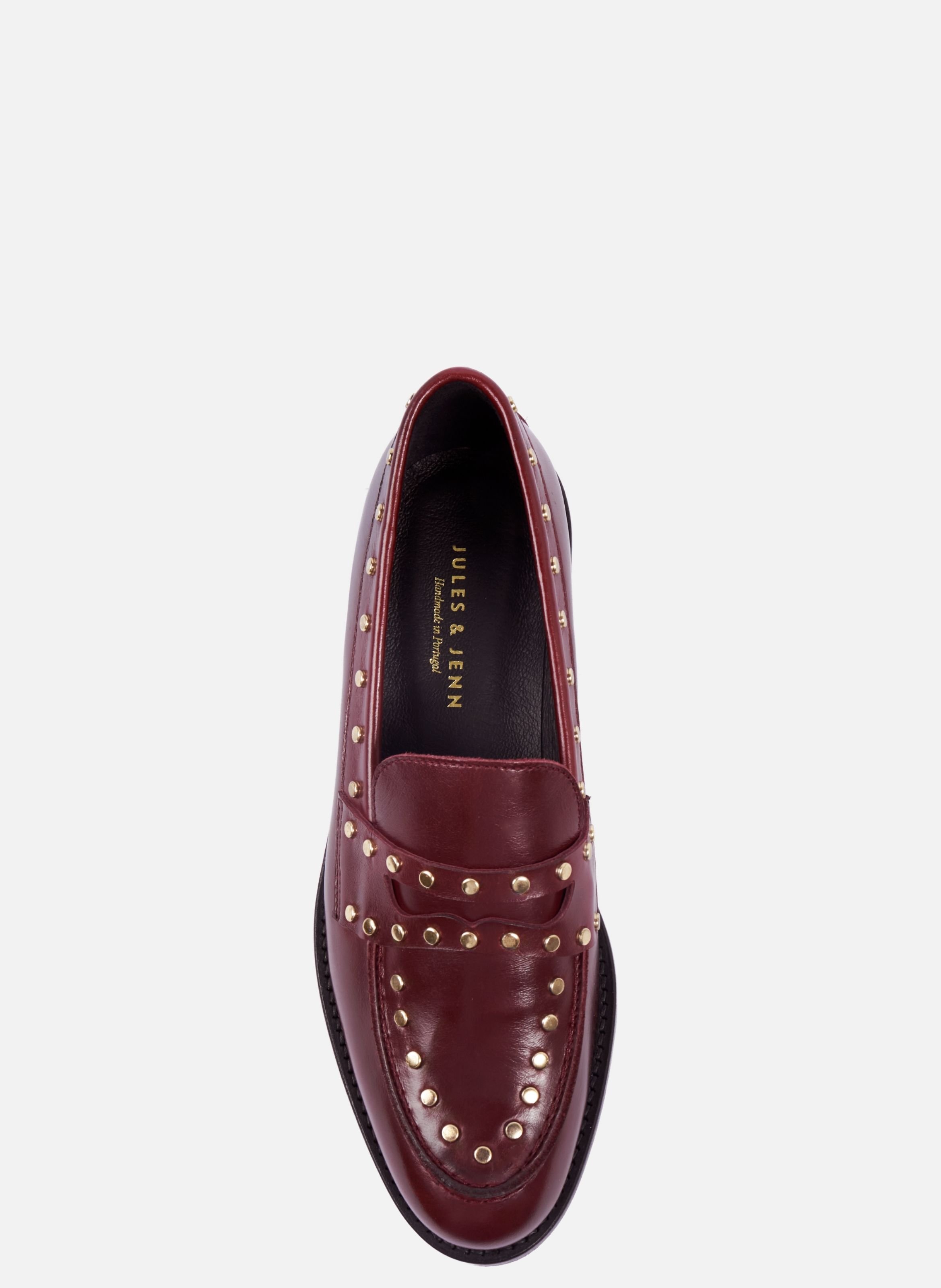 Mocassins cuir clouté JULES & JENN Rouge