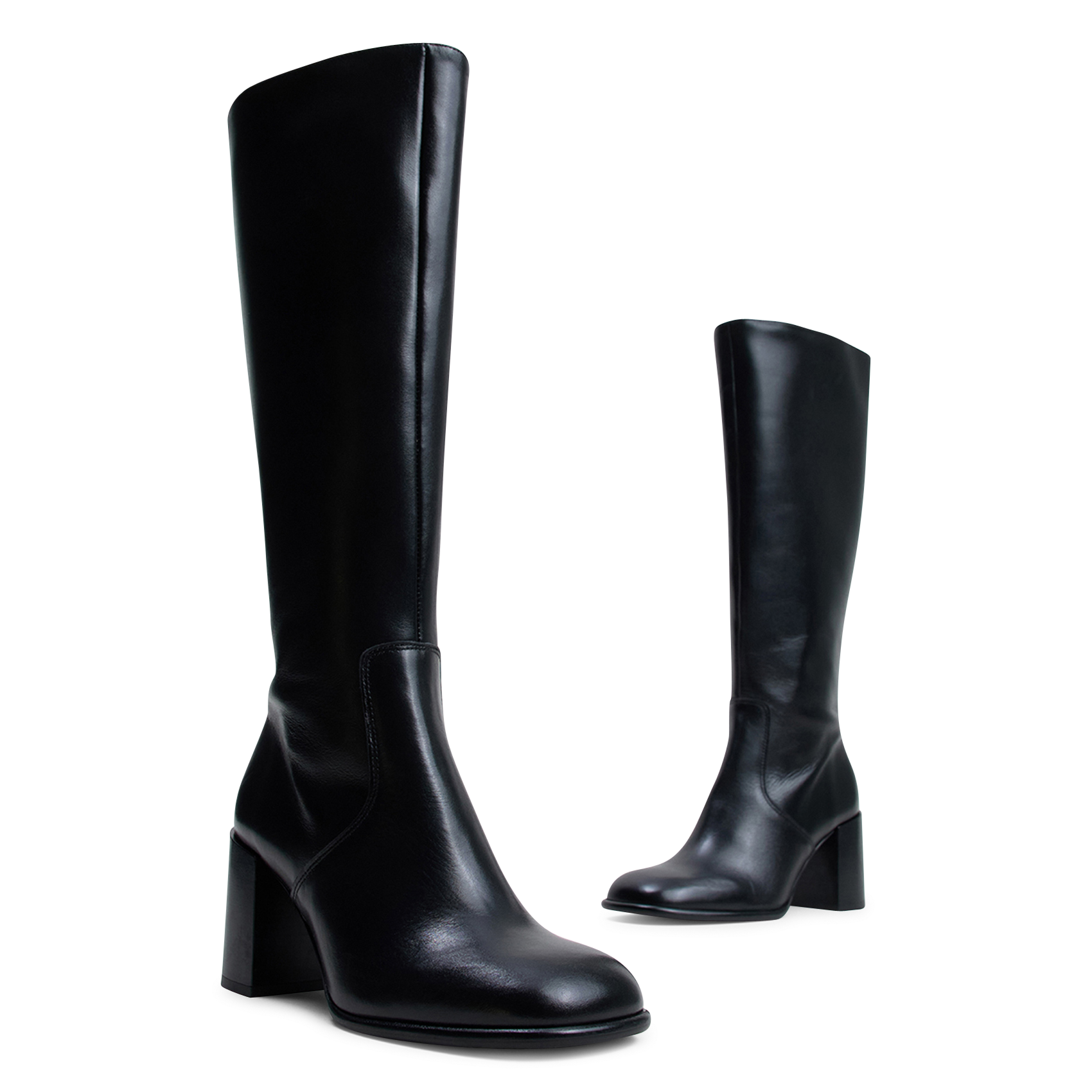 Bottes à talon en cuir de vachette JONAK Noir