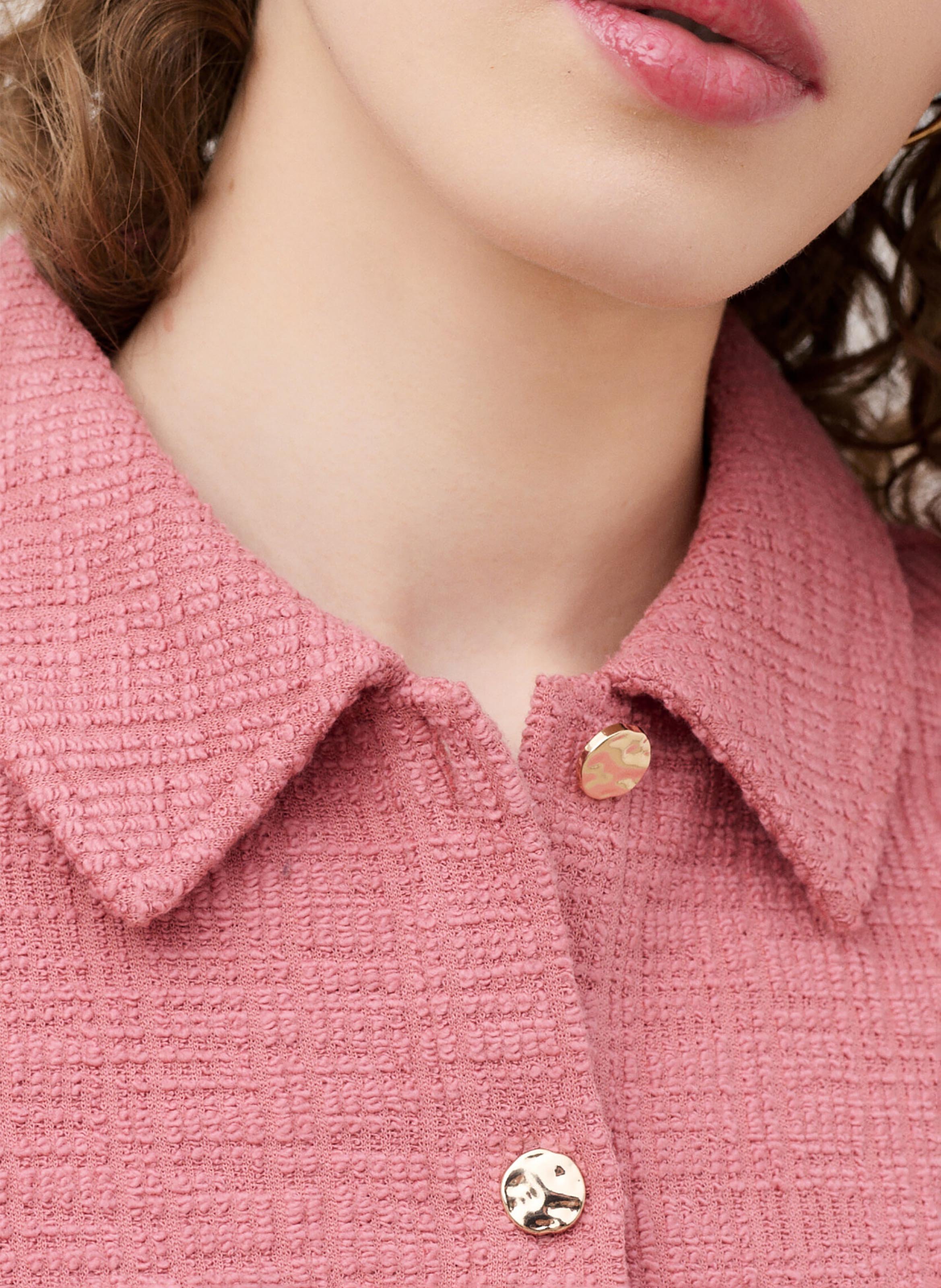 Top à boutons en coton mélangé CAROLL Rose
