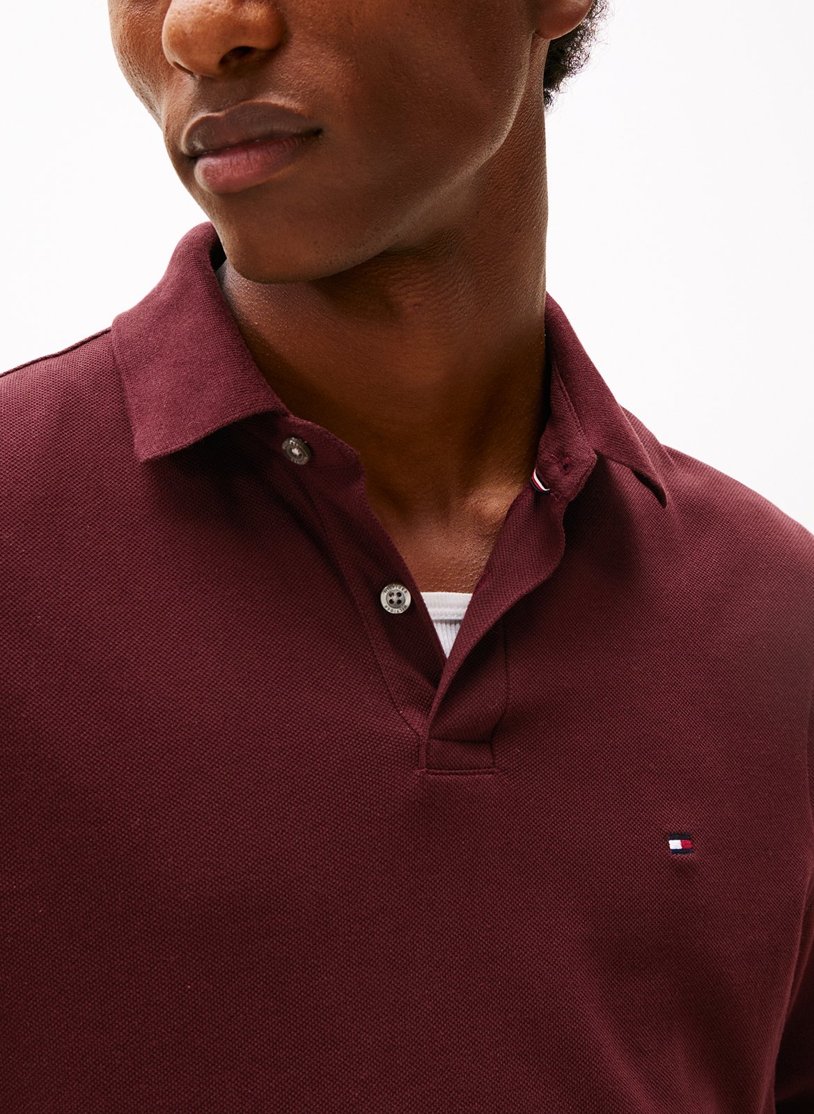 Regular-fit organic cotton blend polo shirt TOMMY HILFIGER Plums