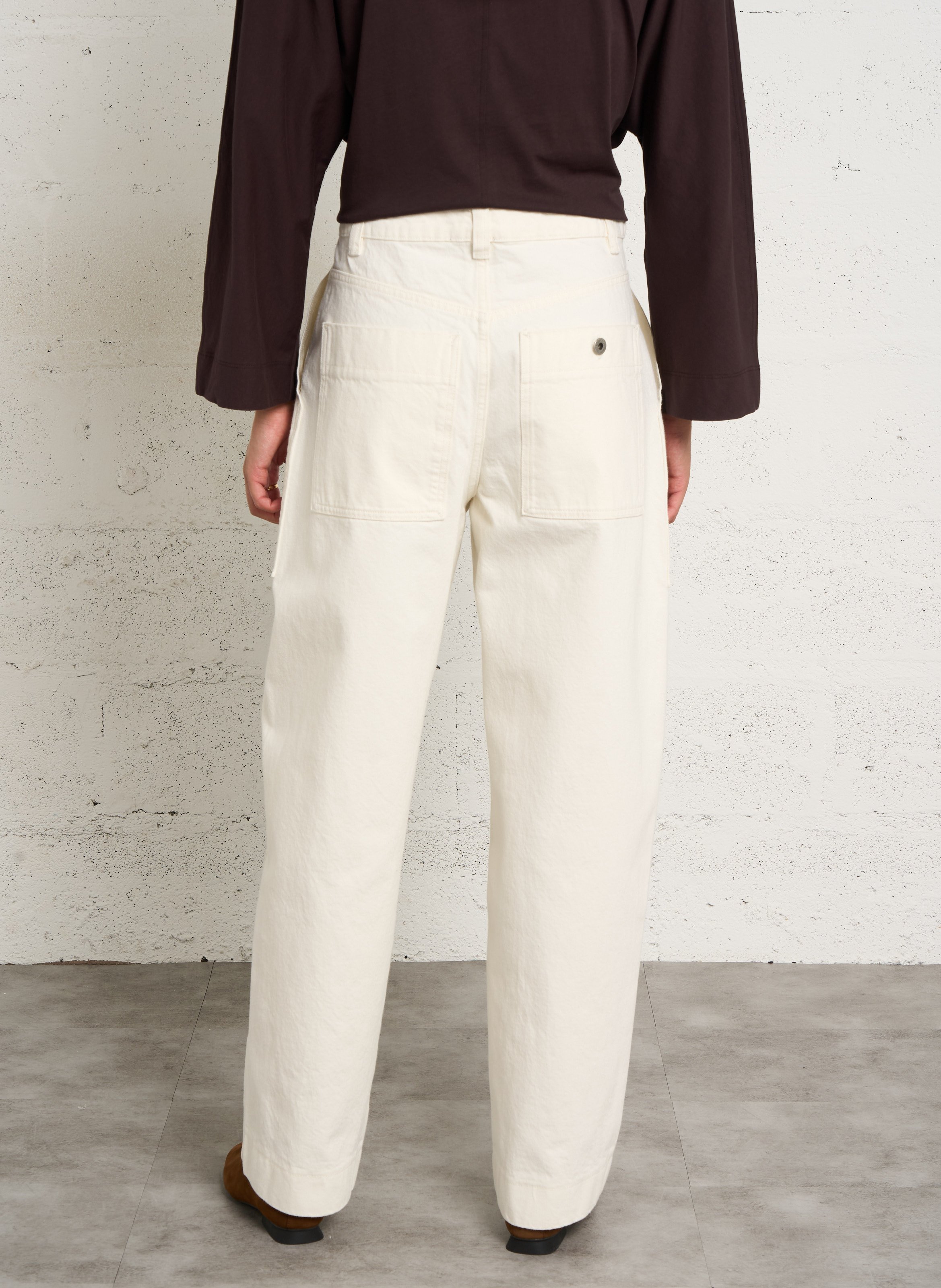 Jean large en coton bio SOEUR Beige