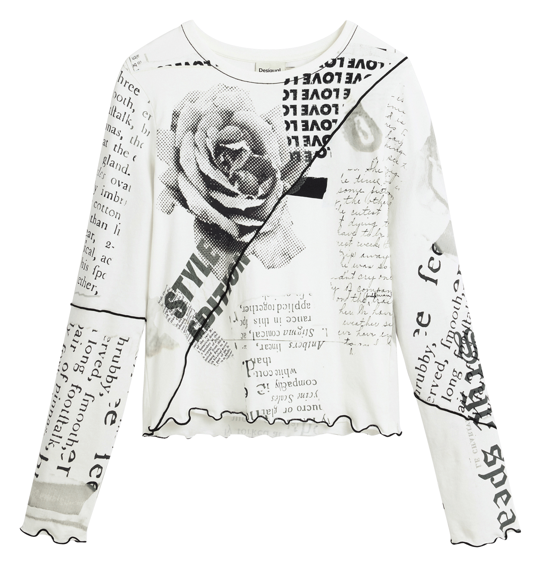 T-shirt met ronde hals - katoenblend DESIGUAL Wit