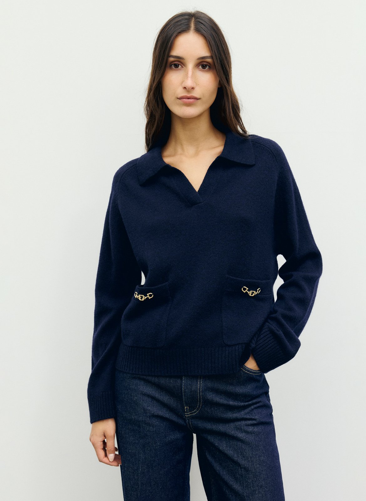 Pull droit col v en laine GERARD DAREL Bleu