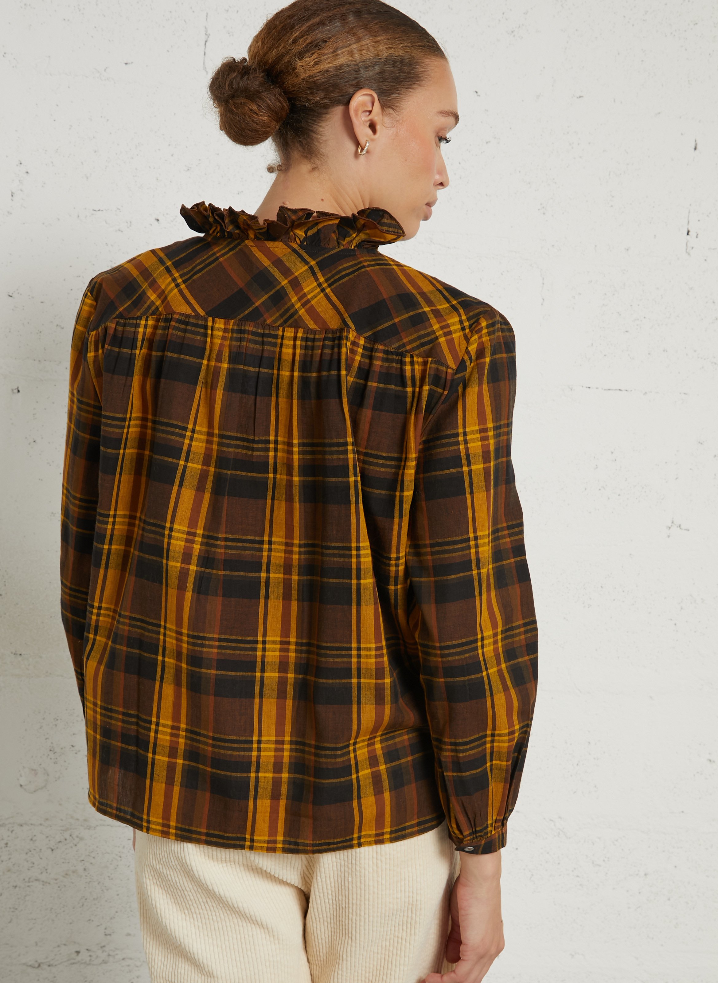 Blouse col montant en coton BELLA JONES Jaune