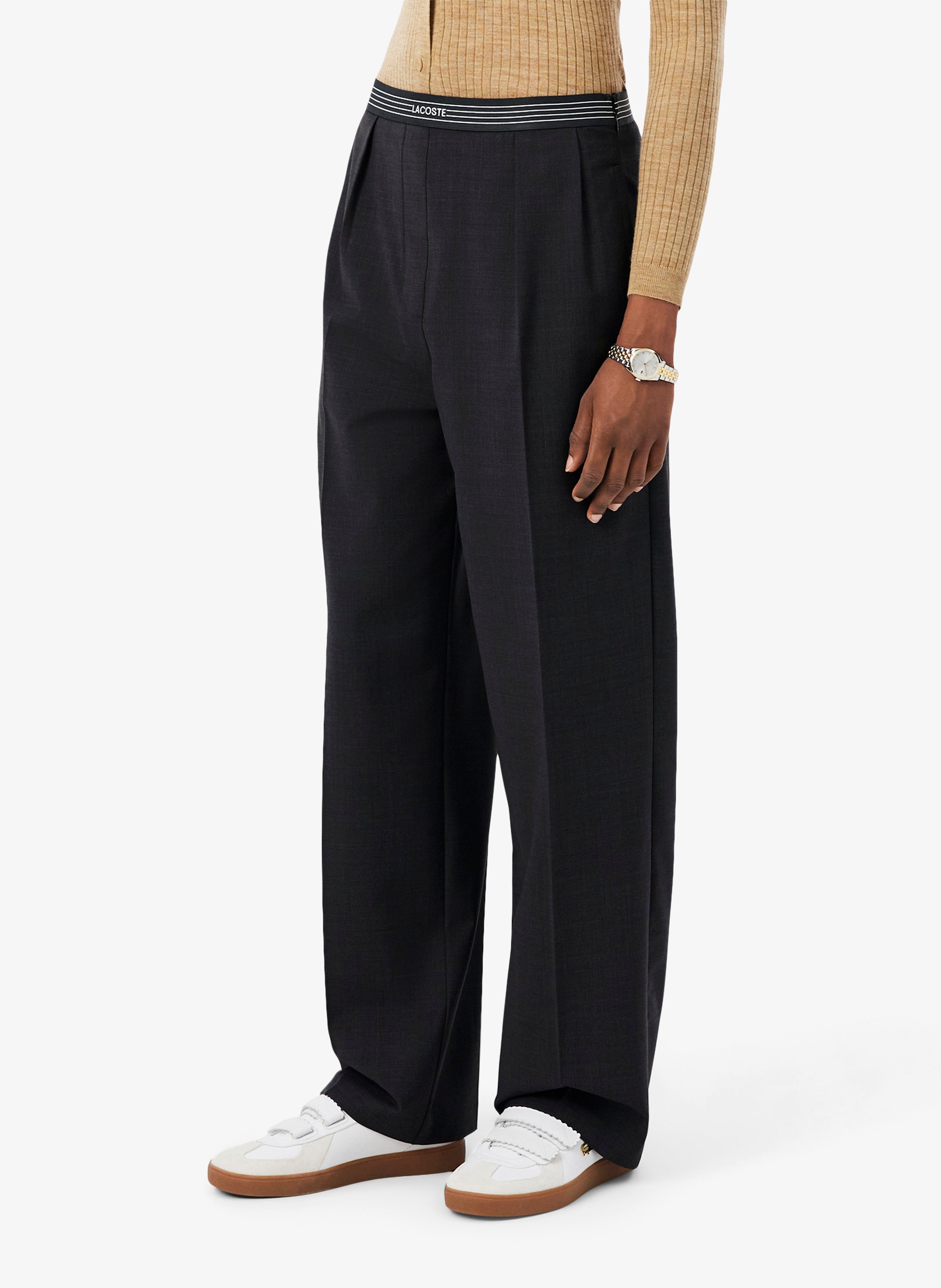 Pantalon droit à plis  LACOSTE Marron