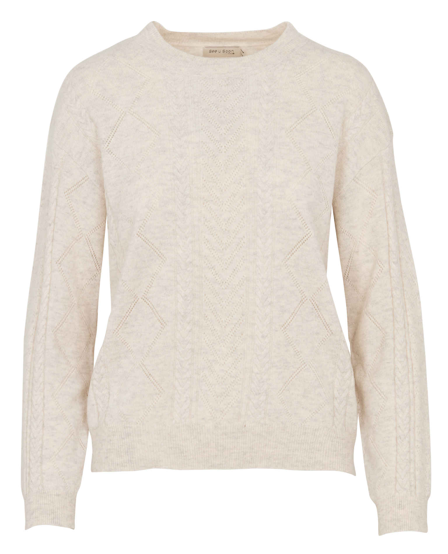 Pull ample col rond ajouré en laine et cachemire SEE U SOON
