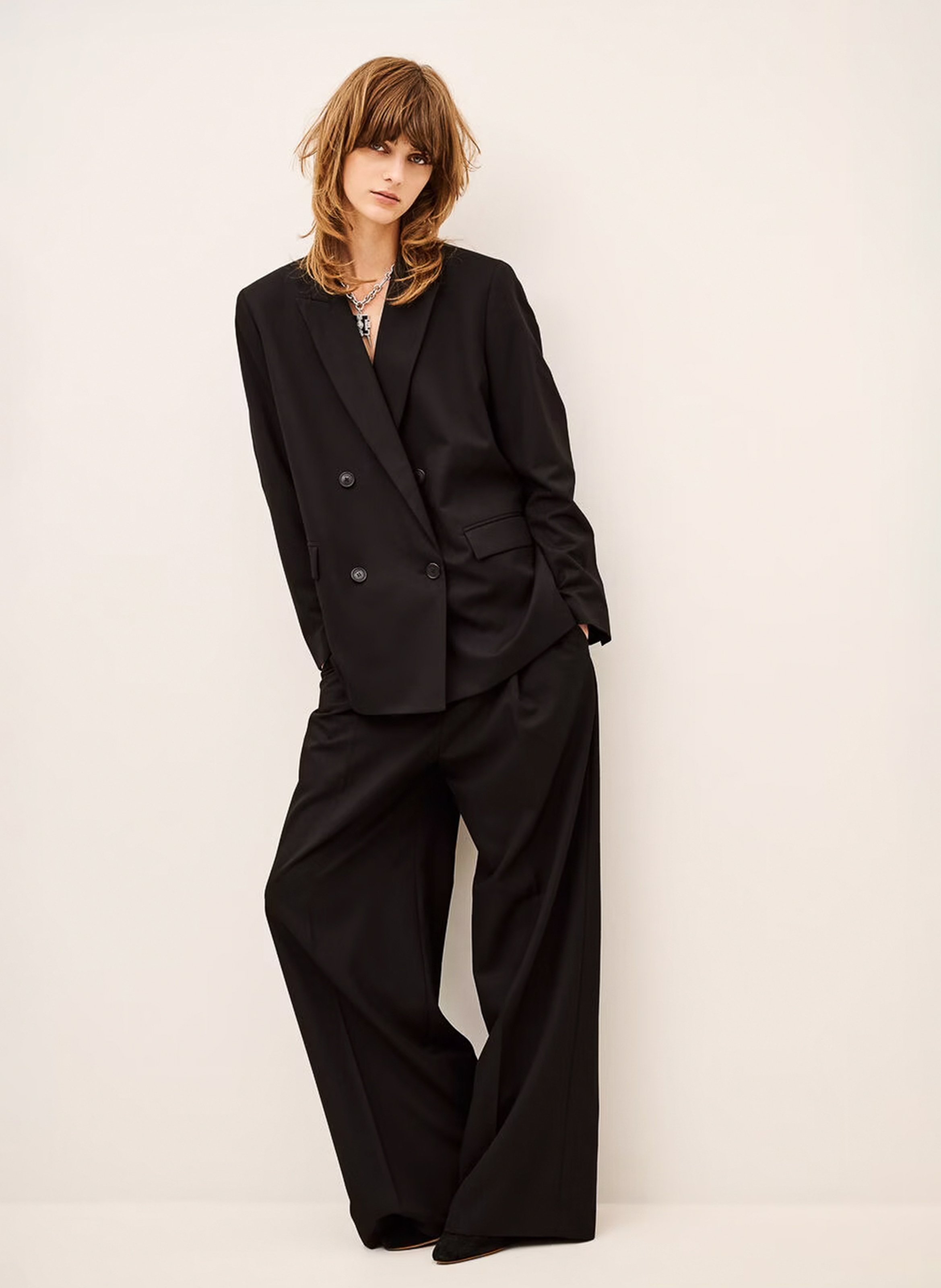 Rechte blazer met kraag in effen kleur BA&SH Zwart