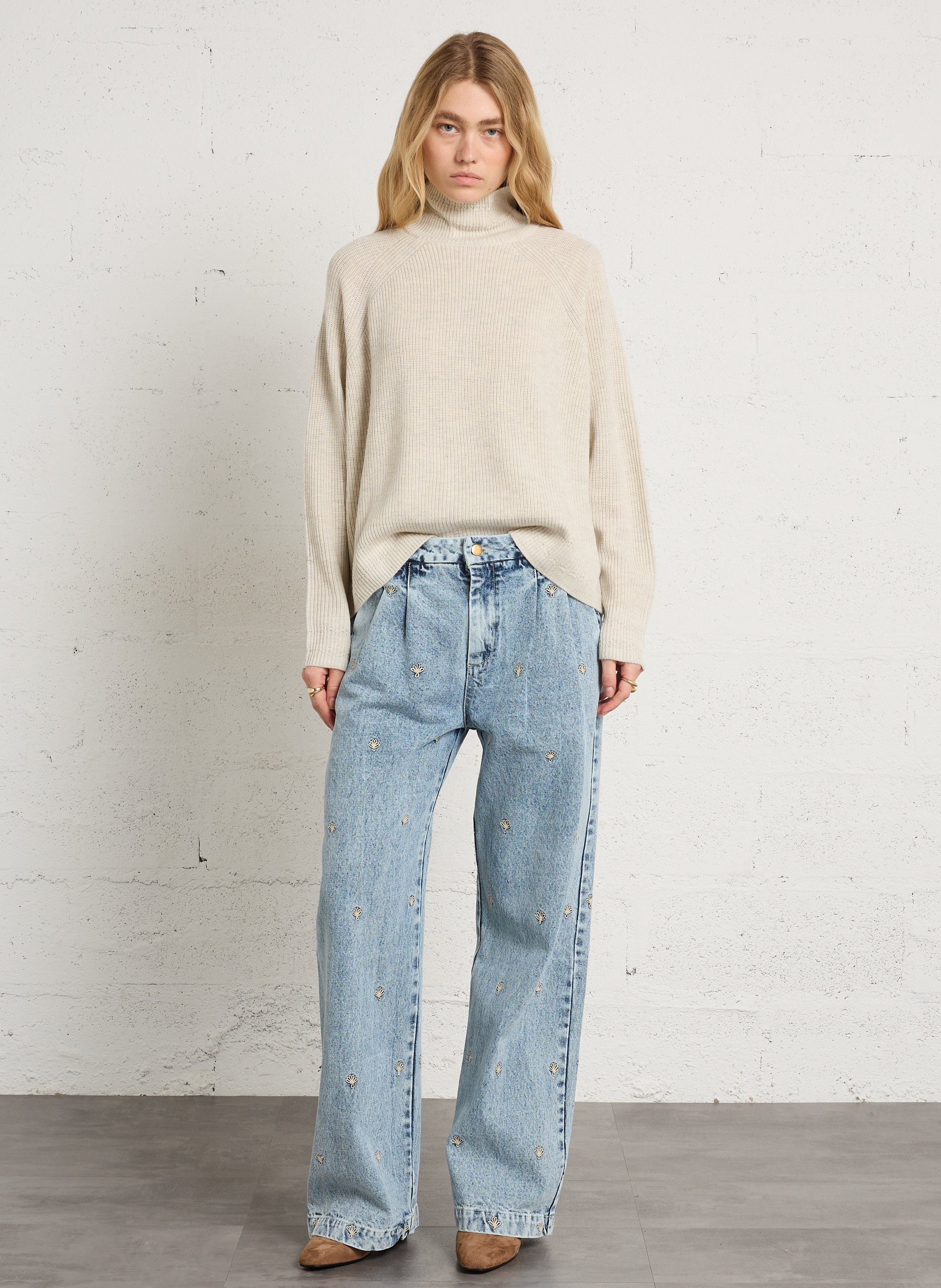 High-neck wool sweater DES PETITS HAUTS Grey