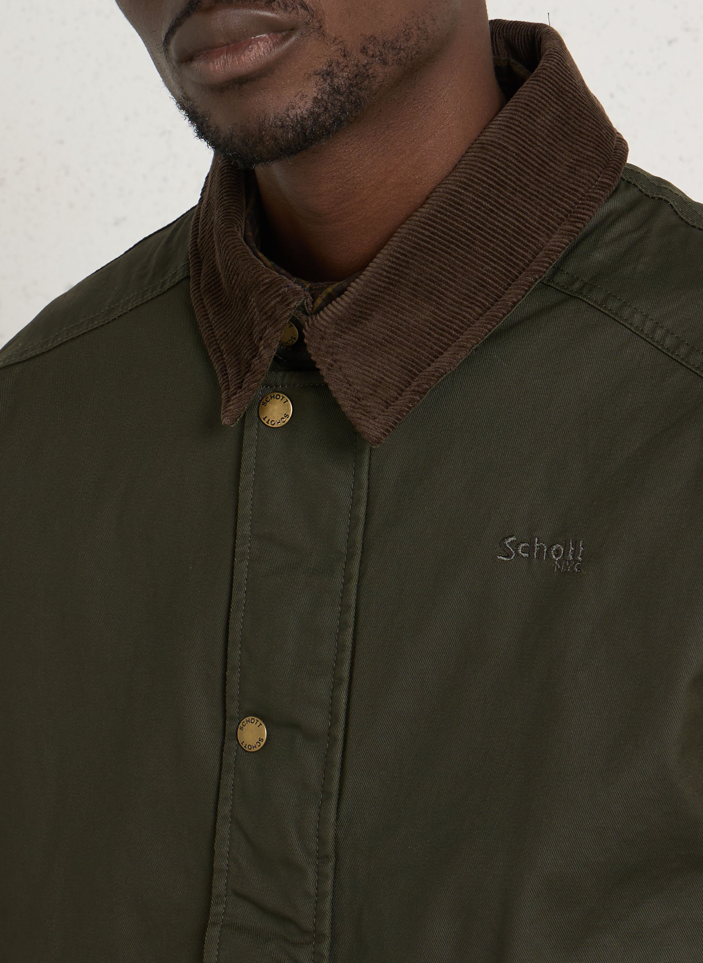 Baumwolljacke mit klassischem Kragen SCHOTT Khaki