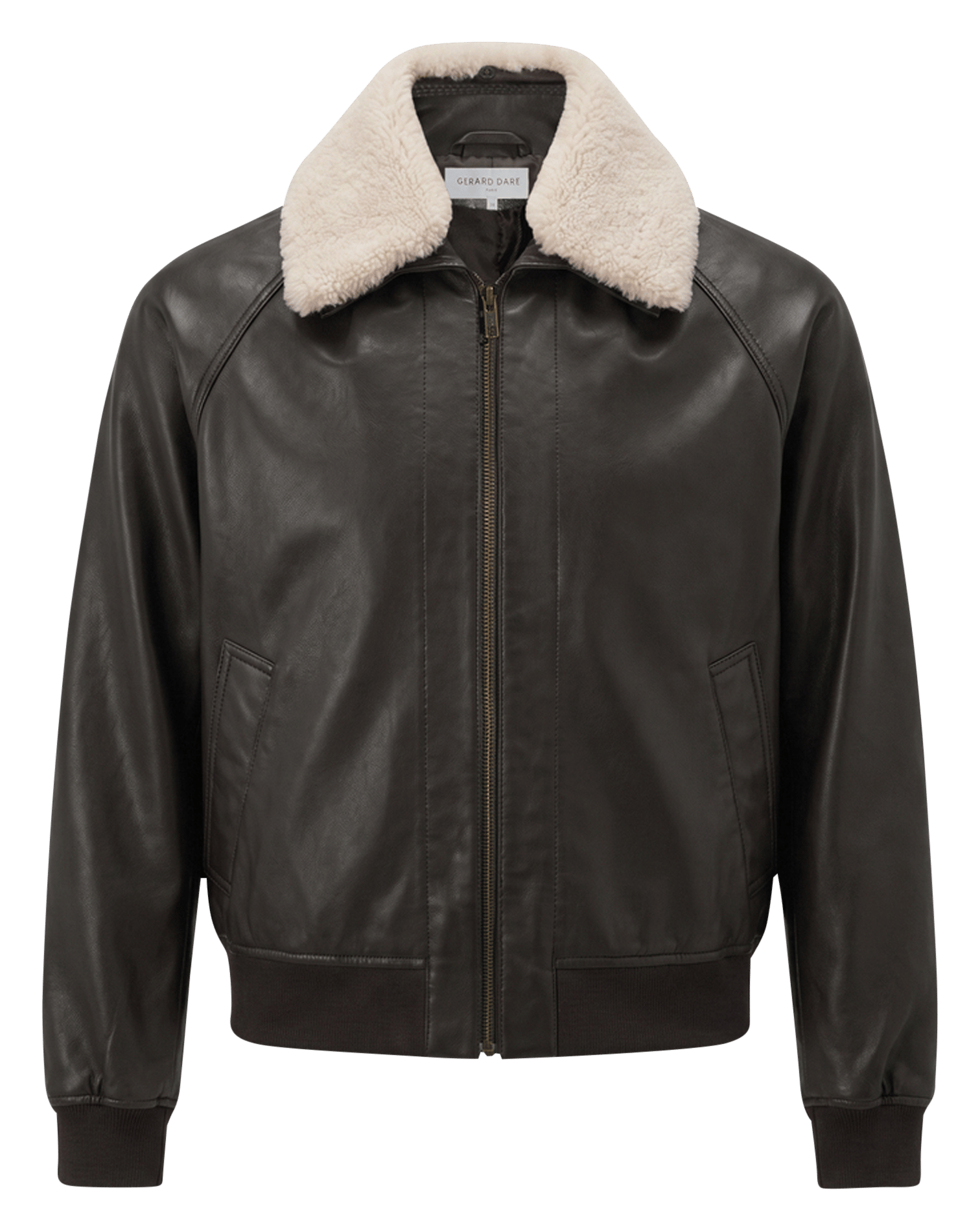 Leather jacket with classic collar GERARD DAREL Brown