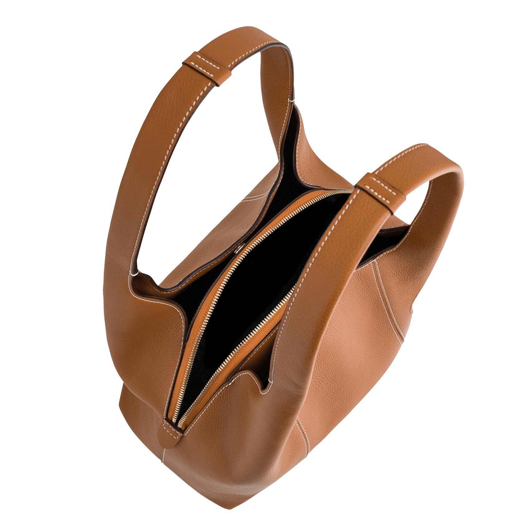 Grained leather shoulder bag LE TANNEUR Brown